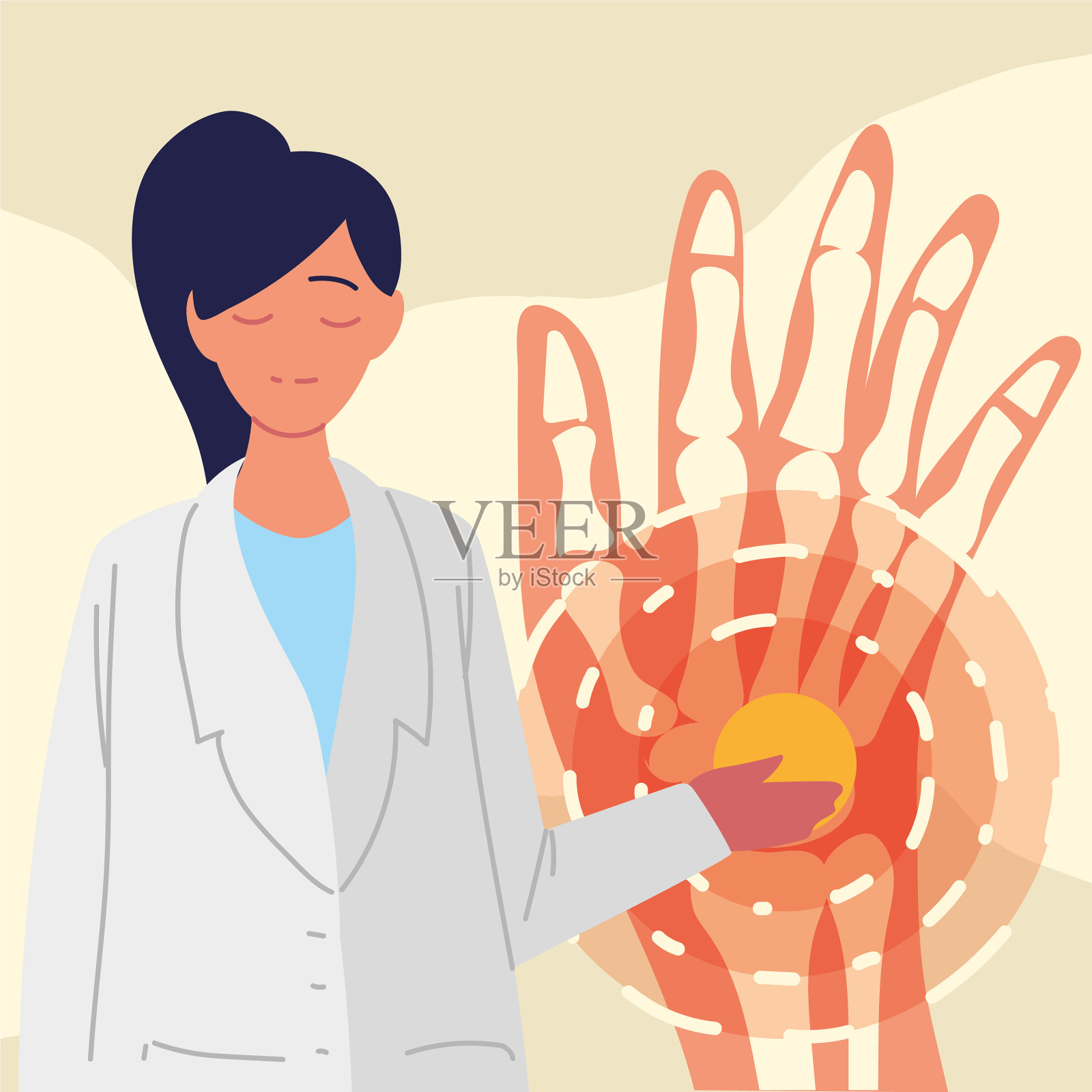 医生和手骨插画图片素材