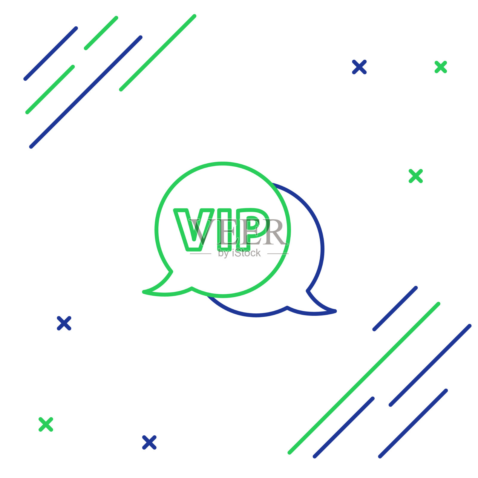 连线VIP在语音气泡图标上隔离白色插画图片素材