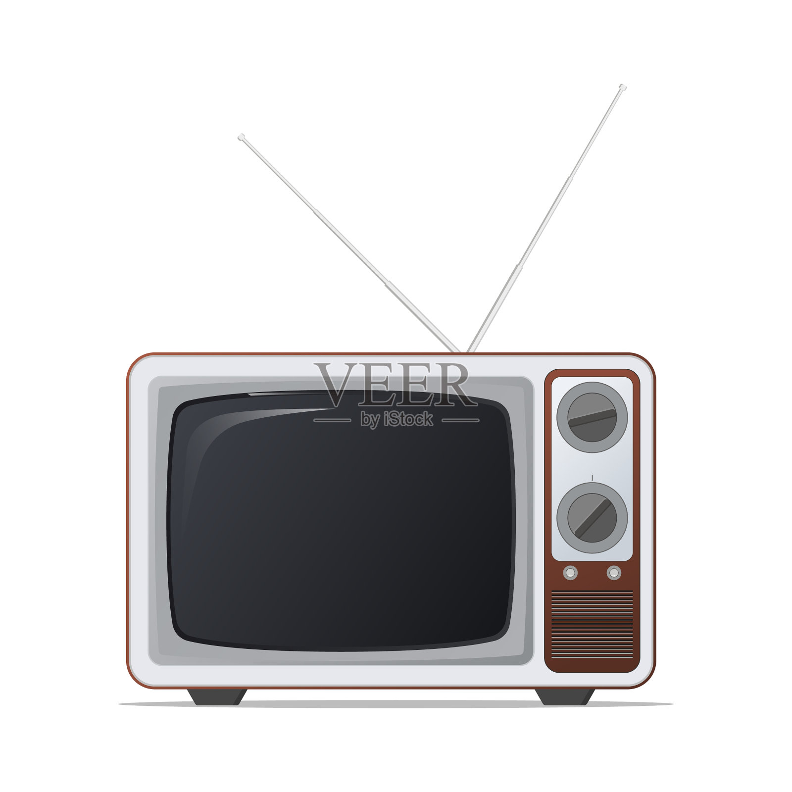 老式的空屏幕老式电视插画图片素材