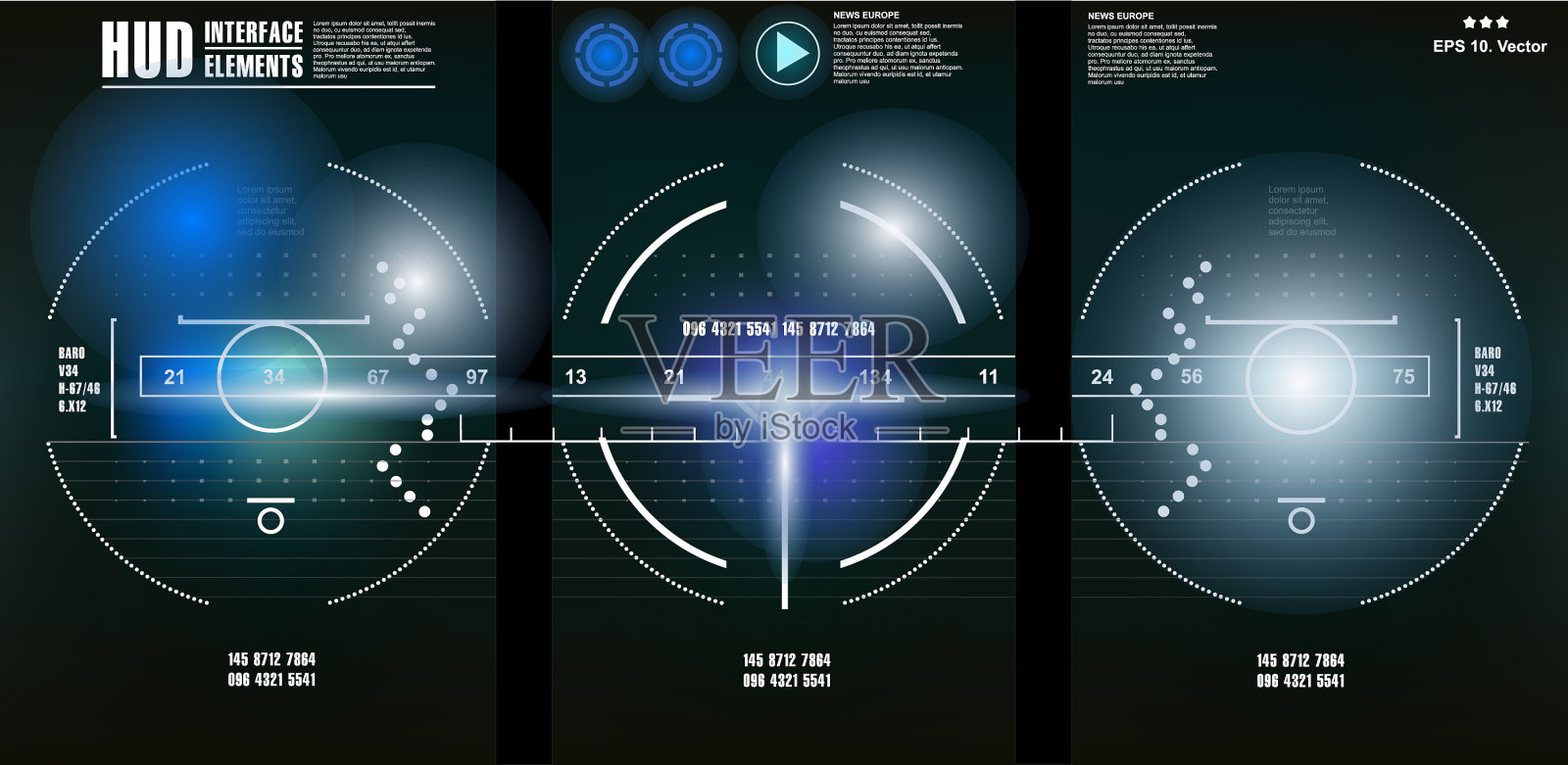 未来的蓝色虚拟图形触摸用户插画图片素材