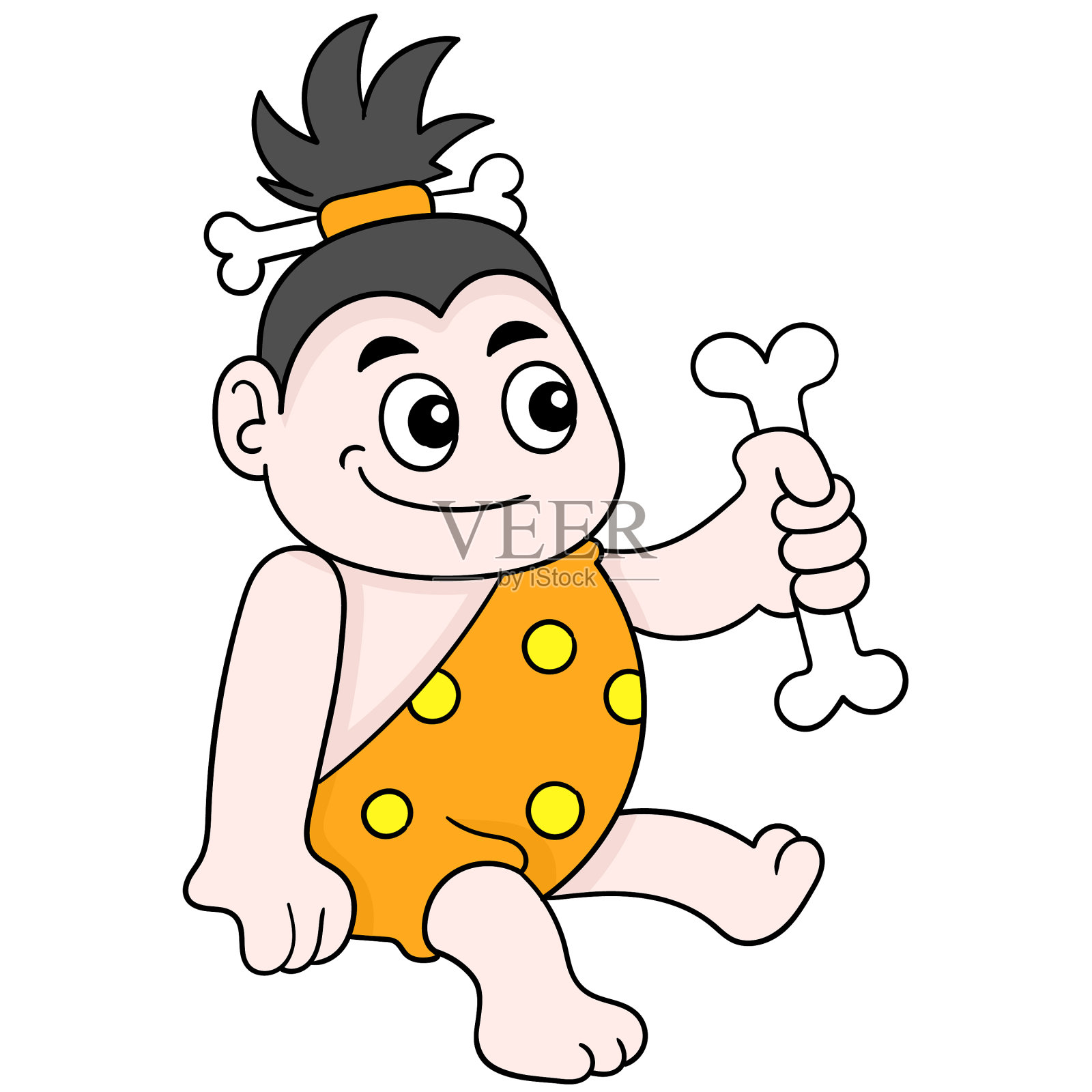 古代女娃娃抱着动物坐着插画图片素材