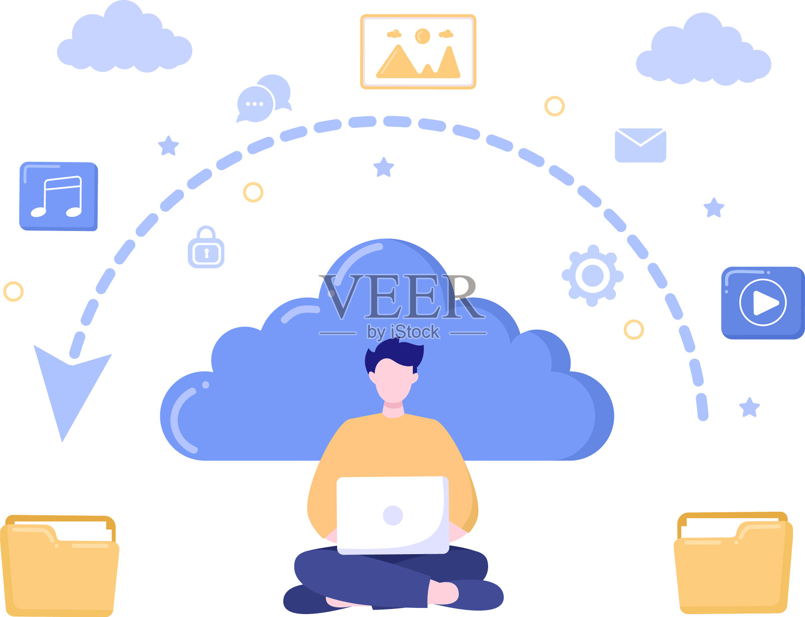 用于云备份存储计算机系统插画图片素材