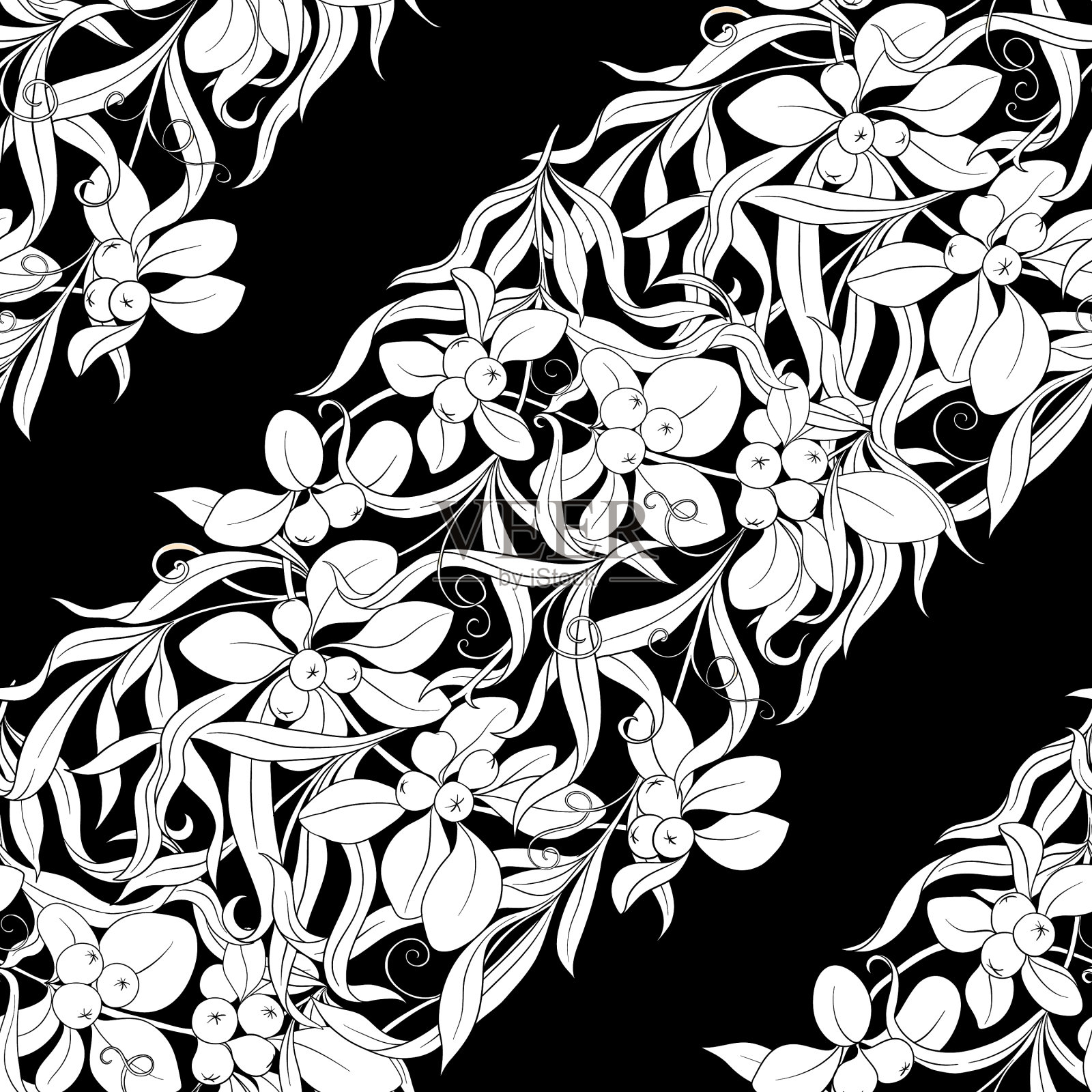 新艺术的花卉无缝图案背景插画图片素材