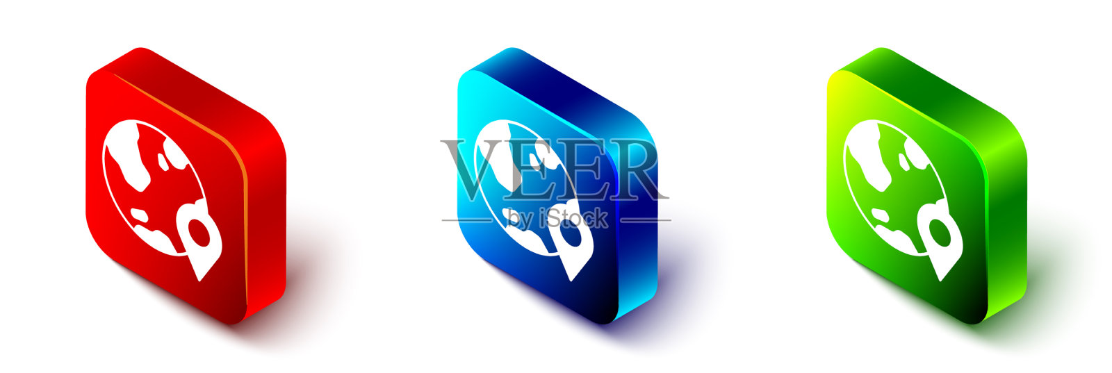 在地球仪图标上的等距位置隔离在插画图片素材