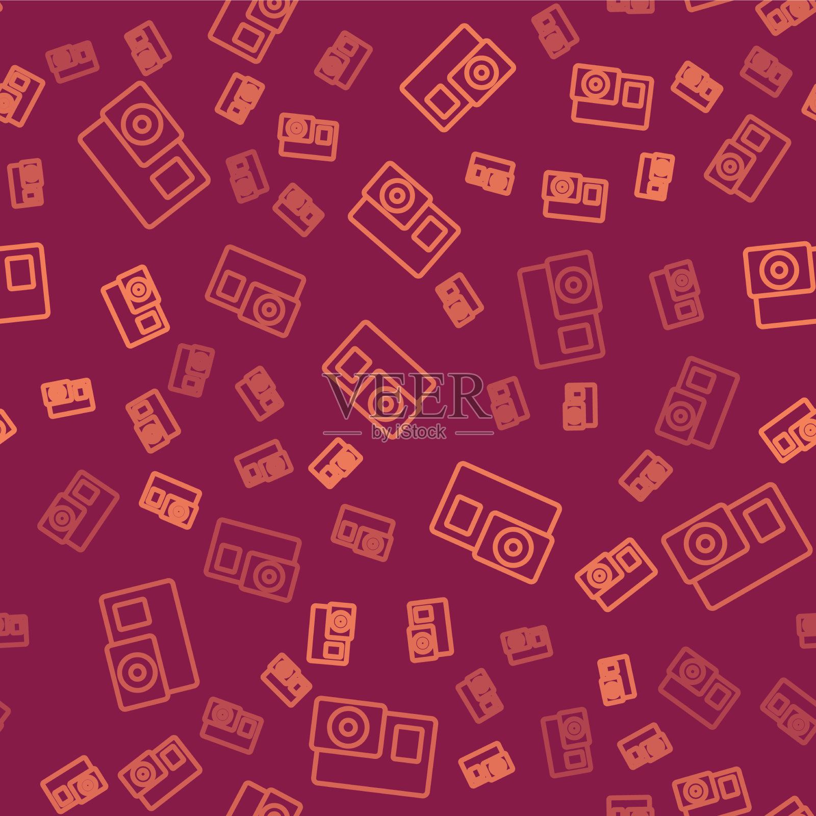 棕色线行动极端相机图标孤立插画图片素材