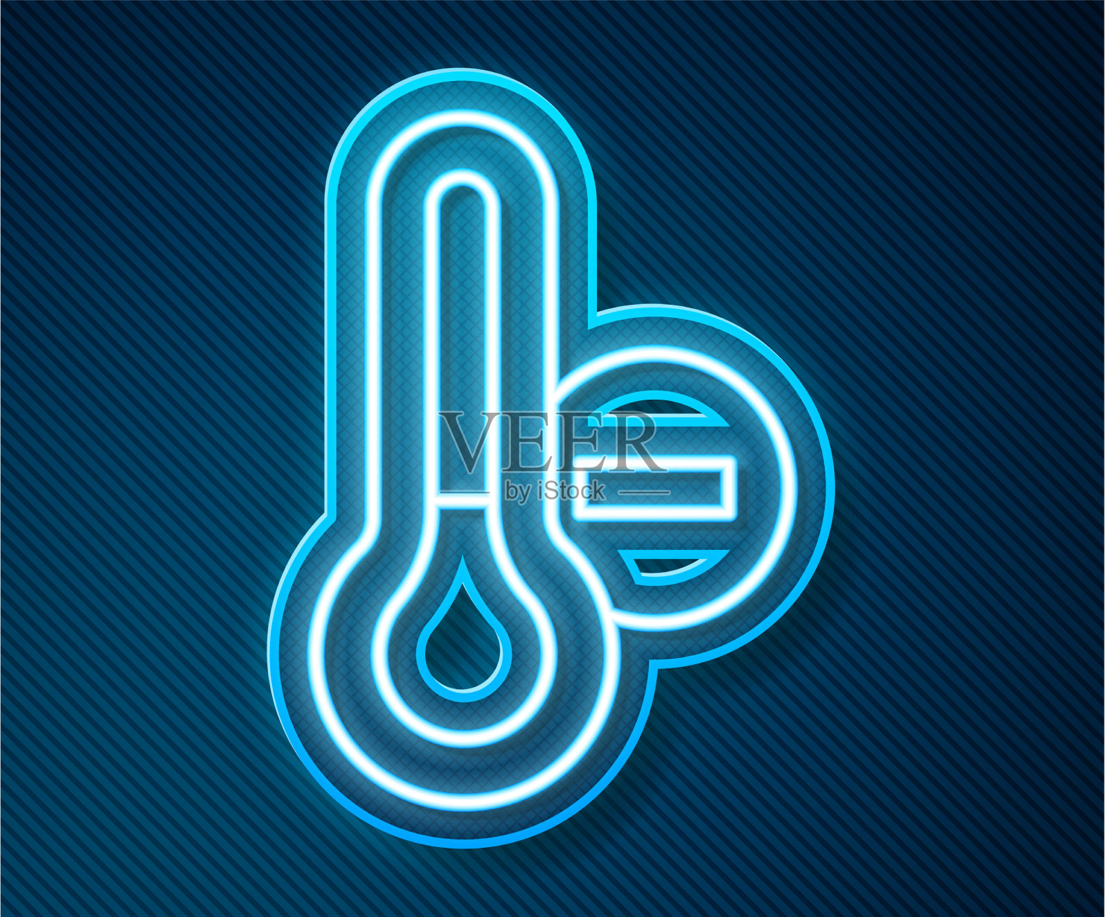 发光的氖线气象温度计插画图片素材