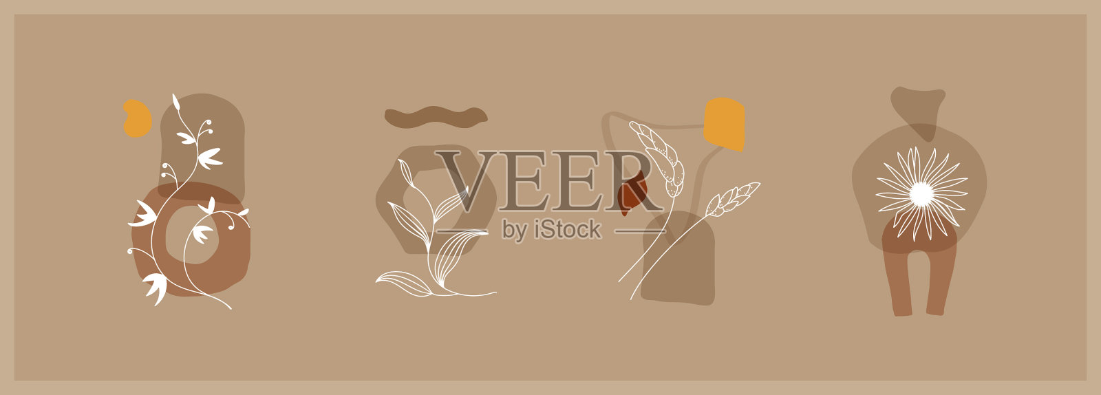 以植物叶为背景的抽象艺术插画图片素材