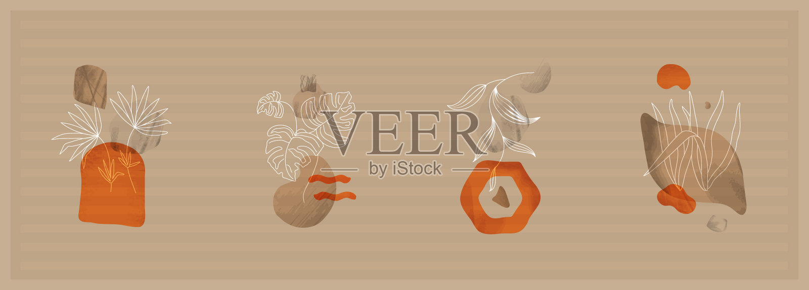 以植物叶为背景的抽象艺术插画图片素材