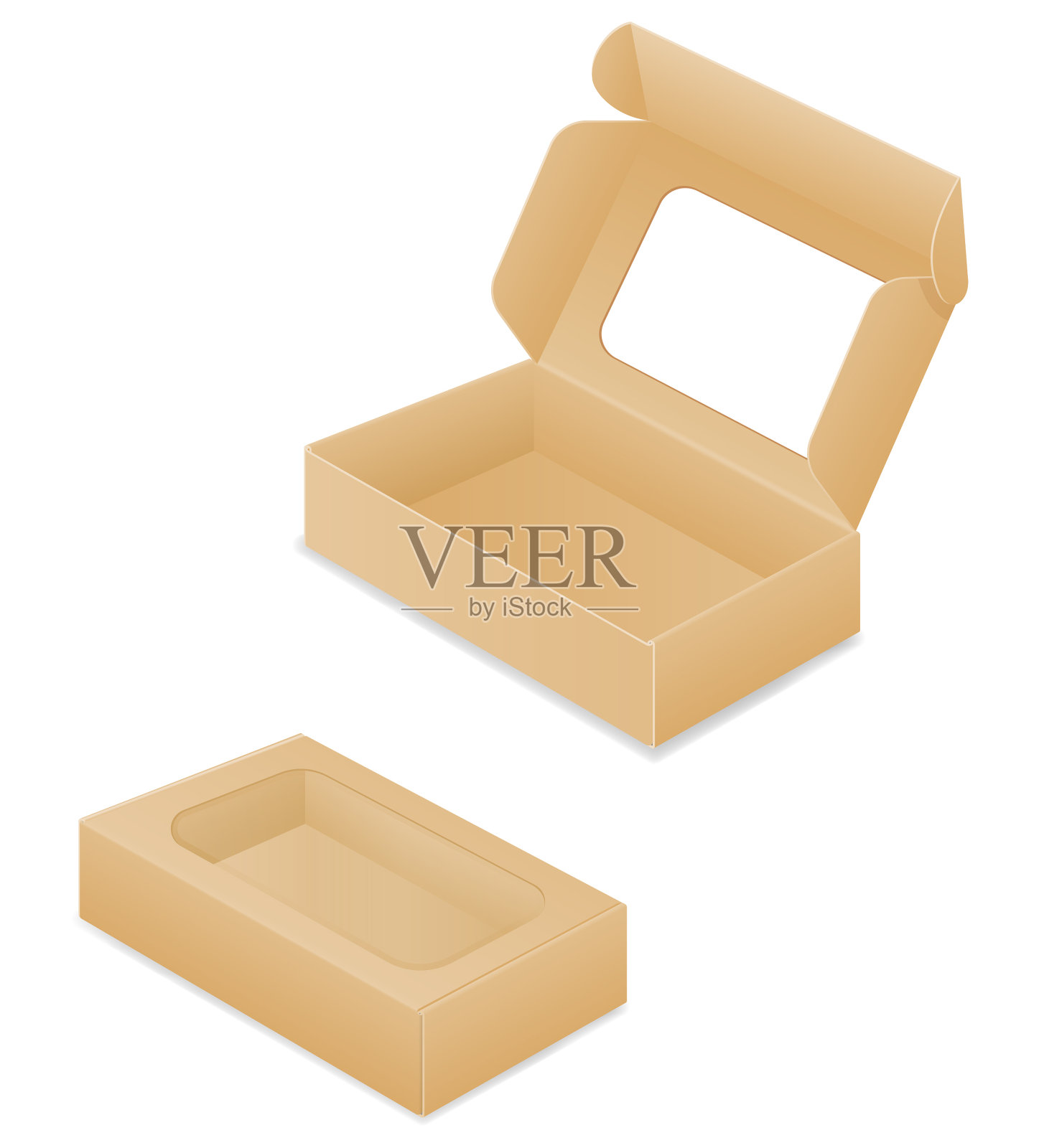 用于包装商品和礼品盒的棕色硬纸板设计元素图片