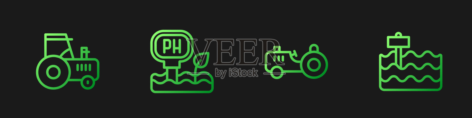 设行拖拉机土壤酸碱度测试及花圃床插画图片素材