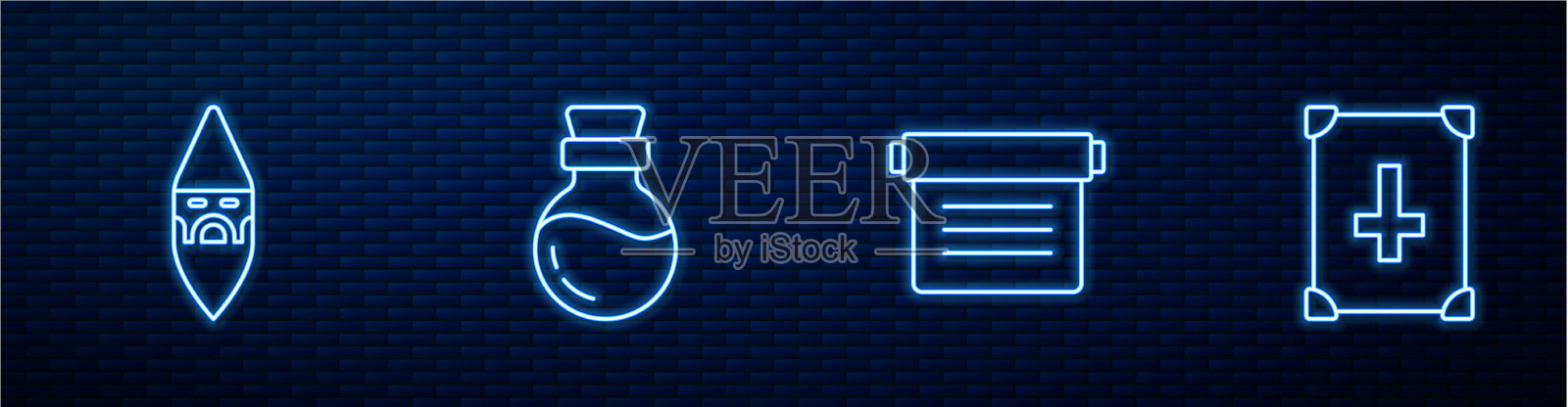 集行古魔法书男巫插画图片素材