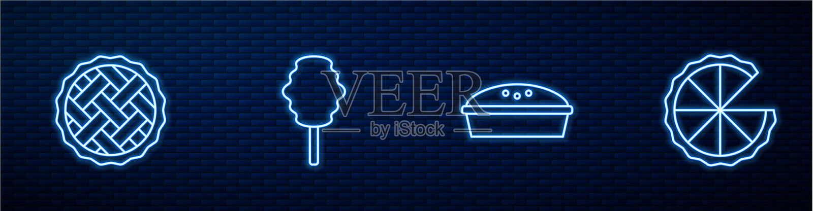 Set line自制派和棉花糖插画图片素材