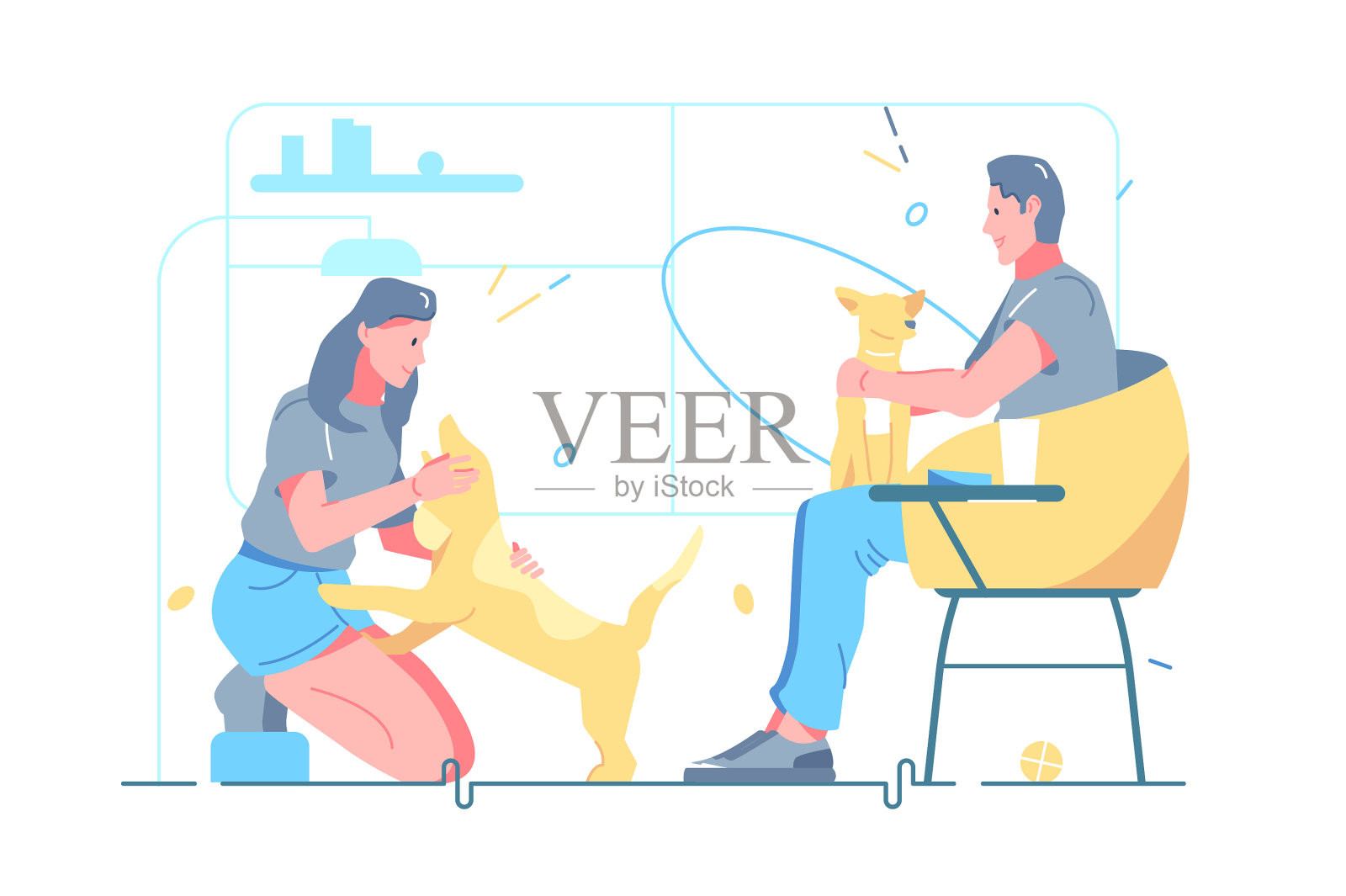 男人和女人养狗设计元素图片