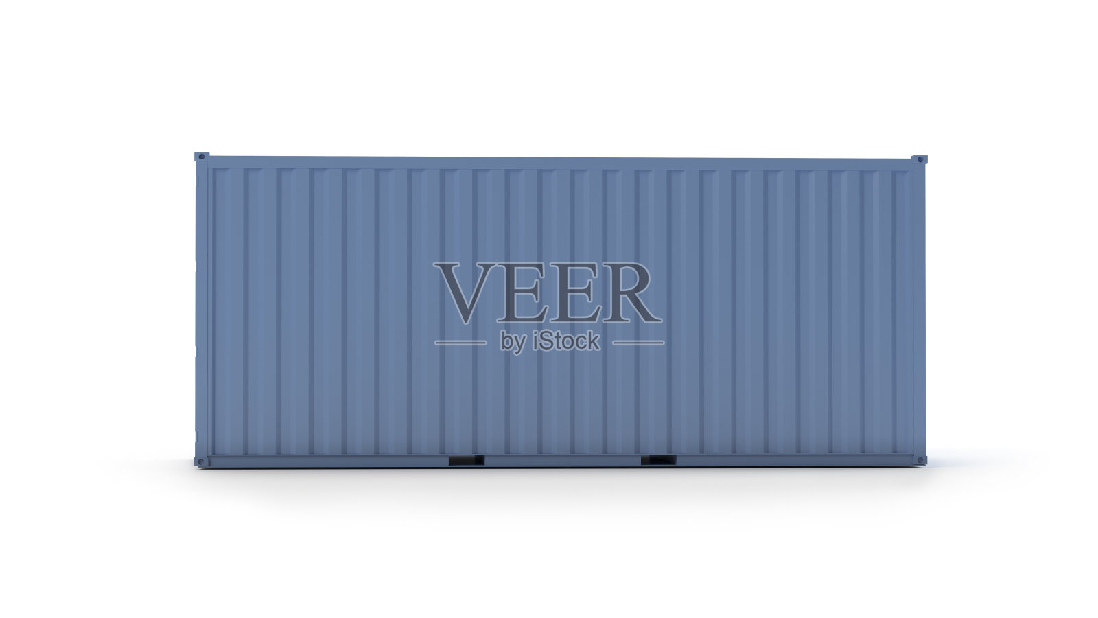 蓝色集装箱隔离在白色，3D插图照片摄影图片