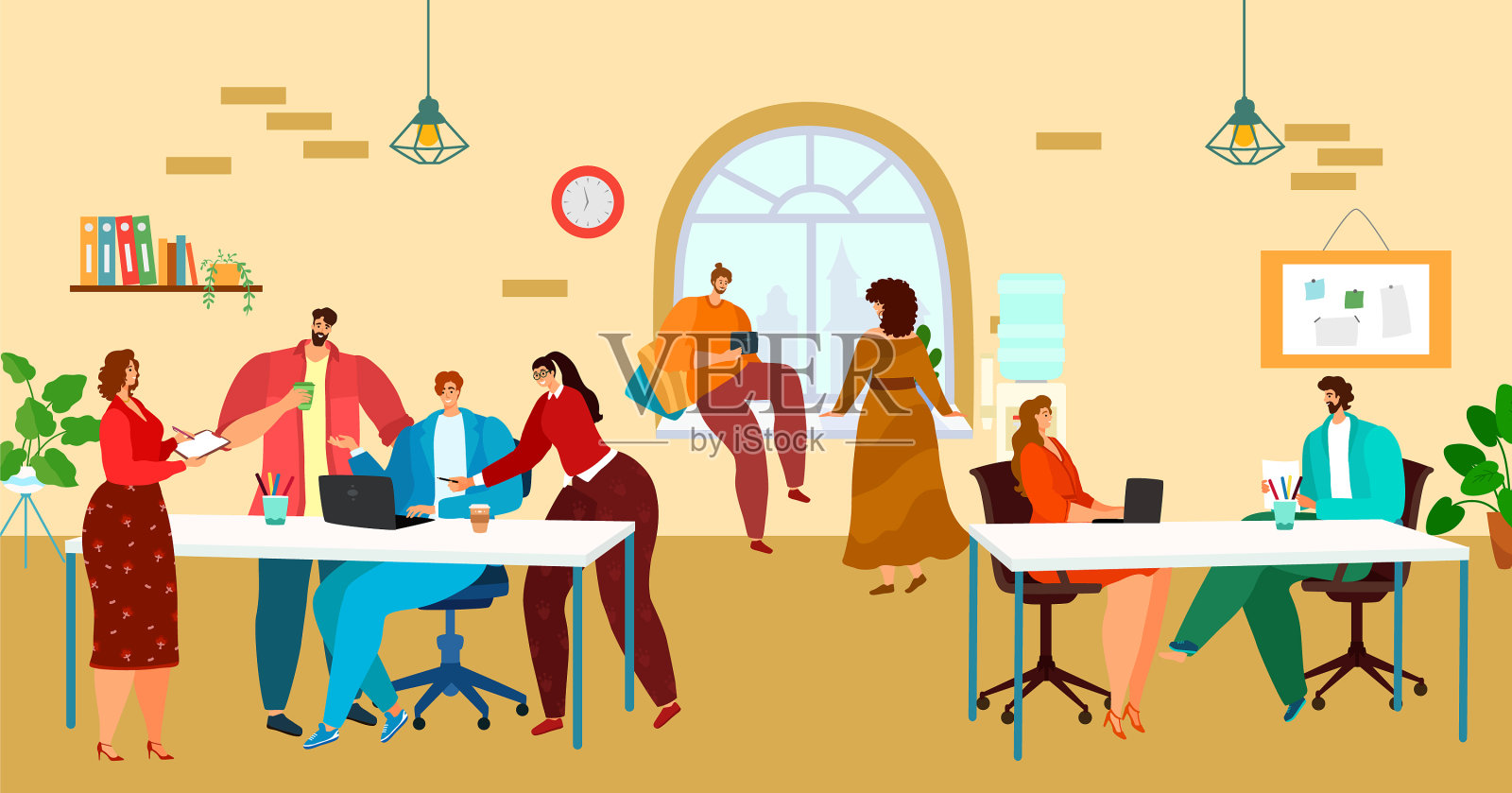 有团队精神的人一起工作解决问题插画图片素材