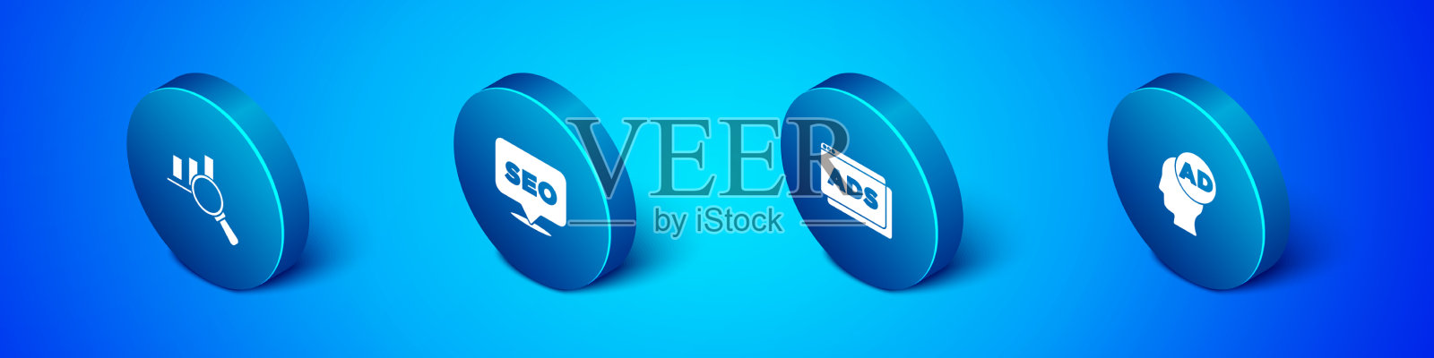 设置等距放大镜和分析图标素材