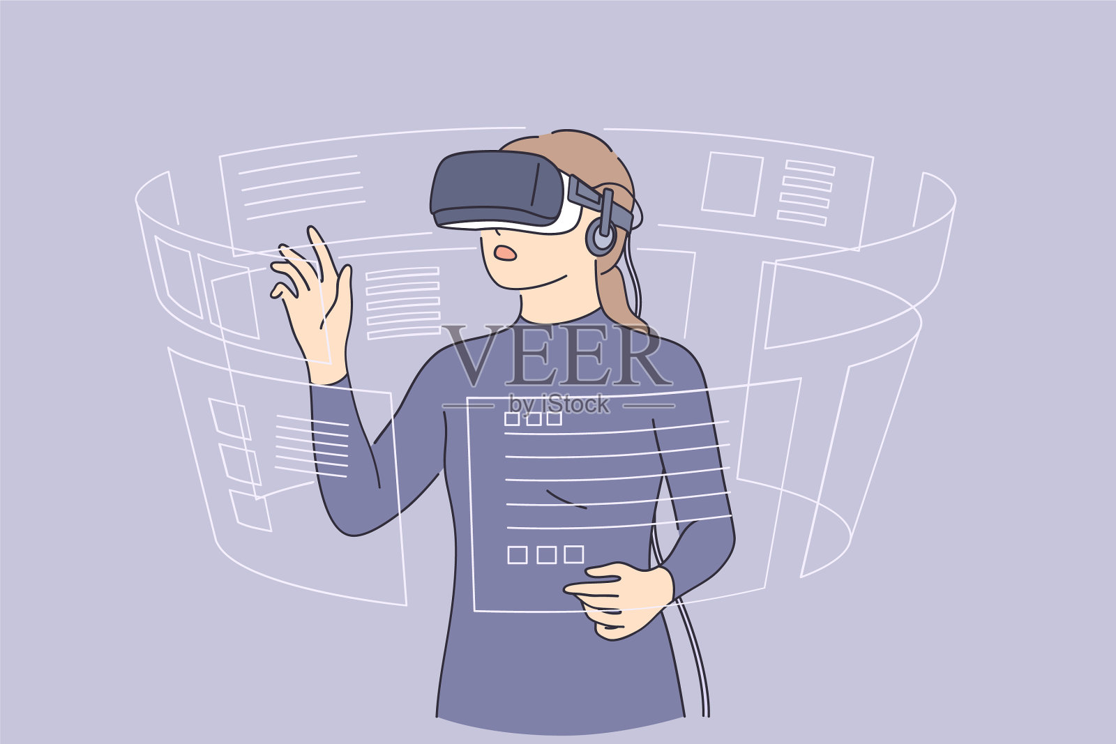 虚拟现实与高科技概念插画图片素材