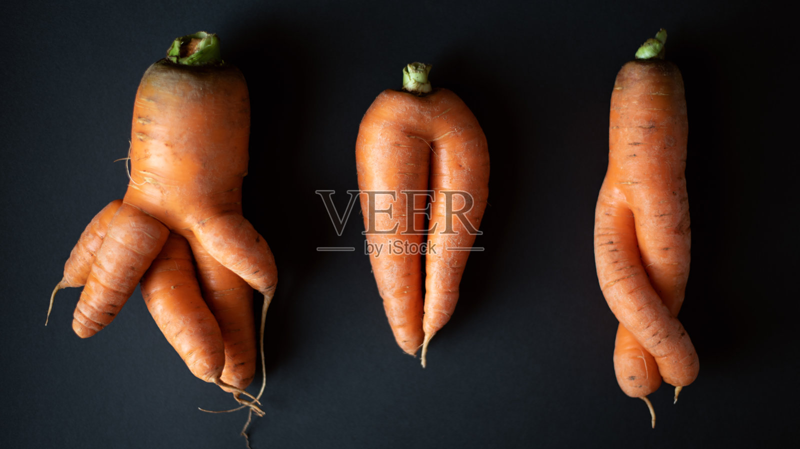 深色背景上的丑陋胡萝卜照片摄影图片