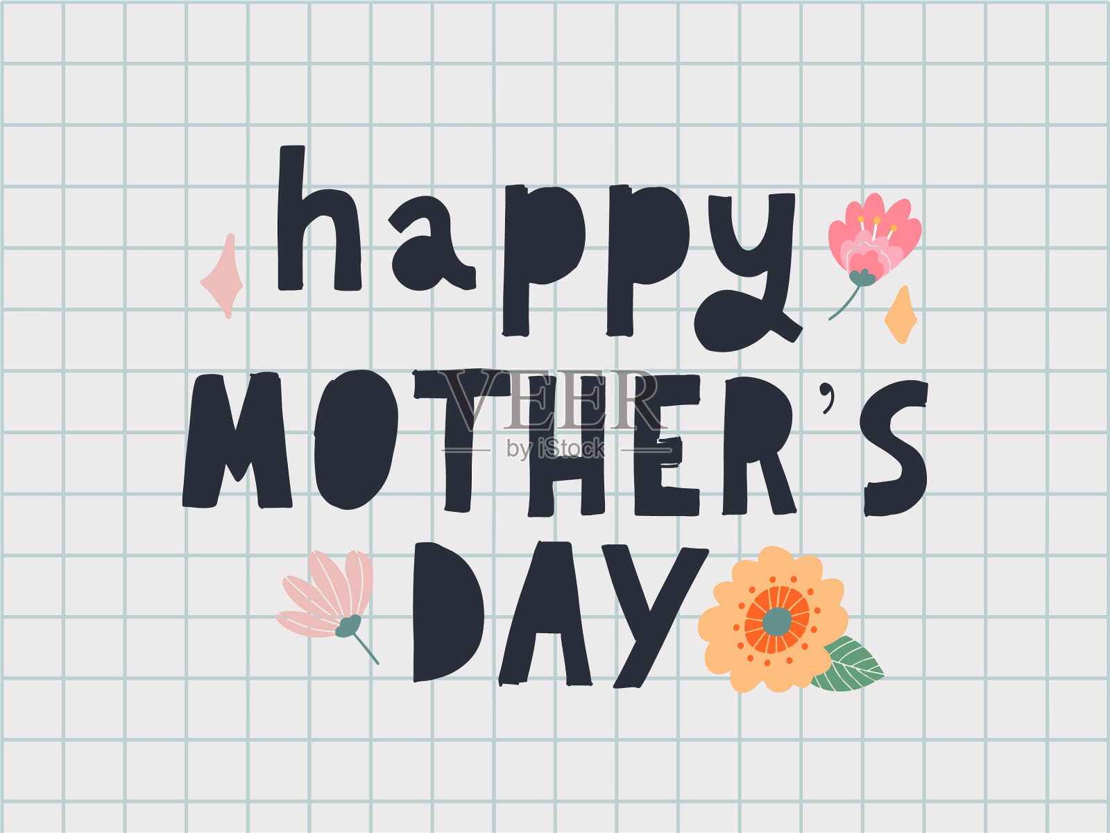 母亲节贺卡与印刷快乐插画图片素材