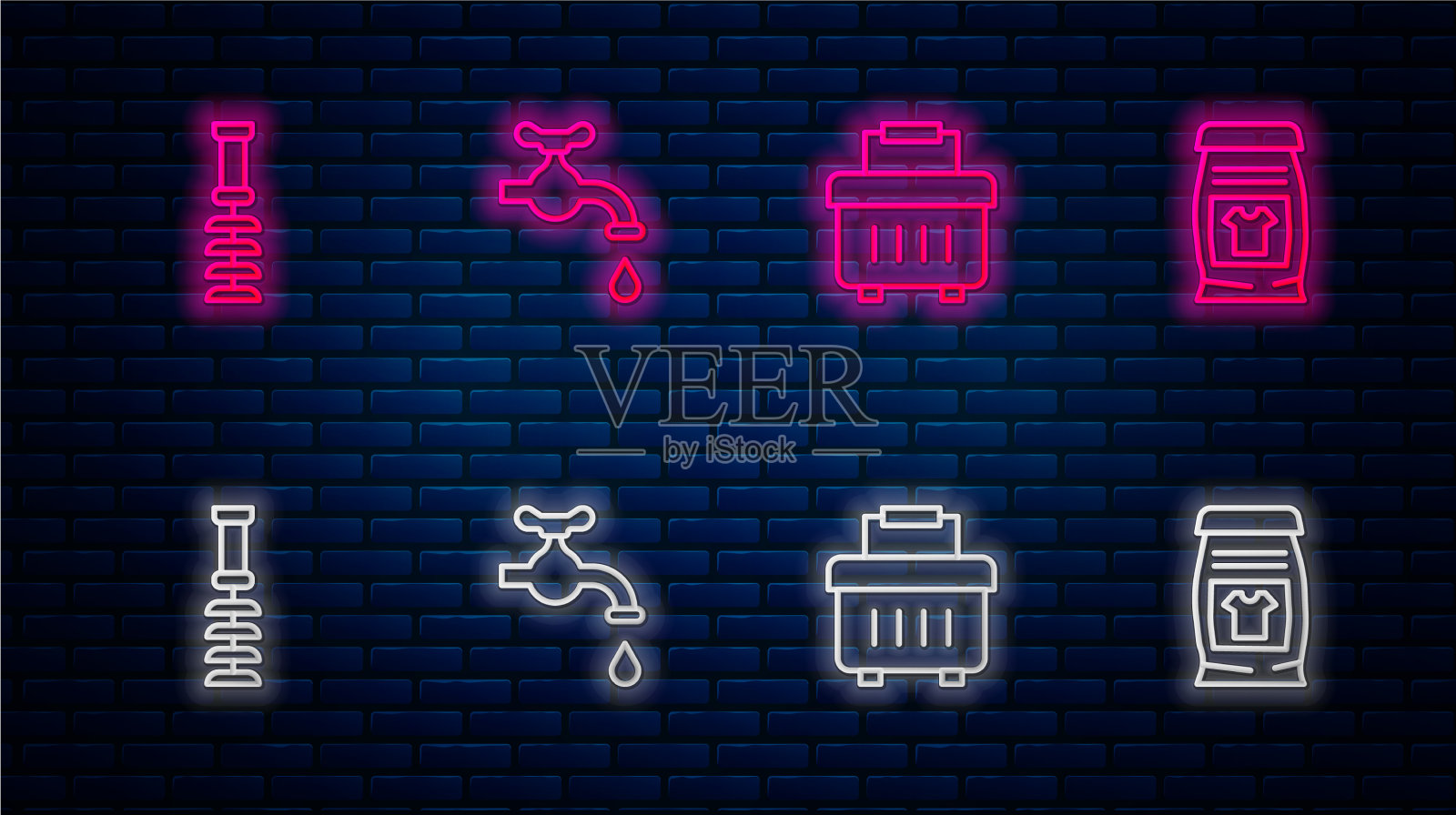 设线水龙头、工具箱、马桶刷等图标素材