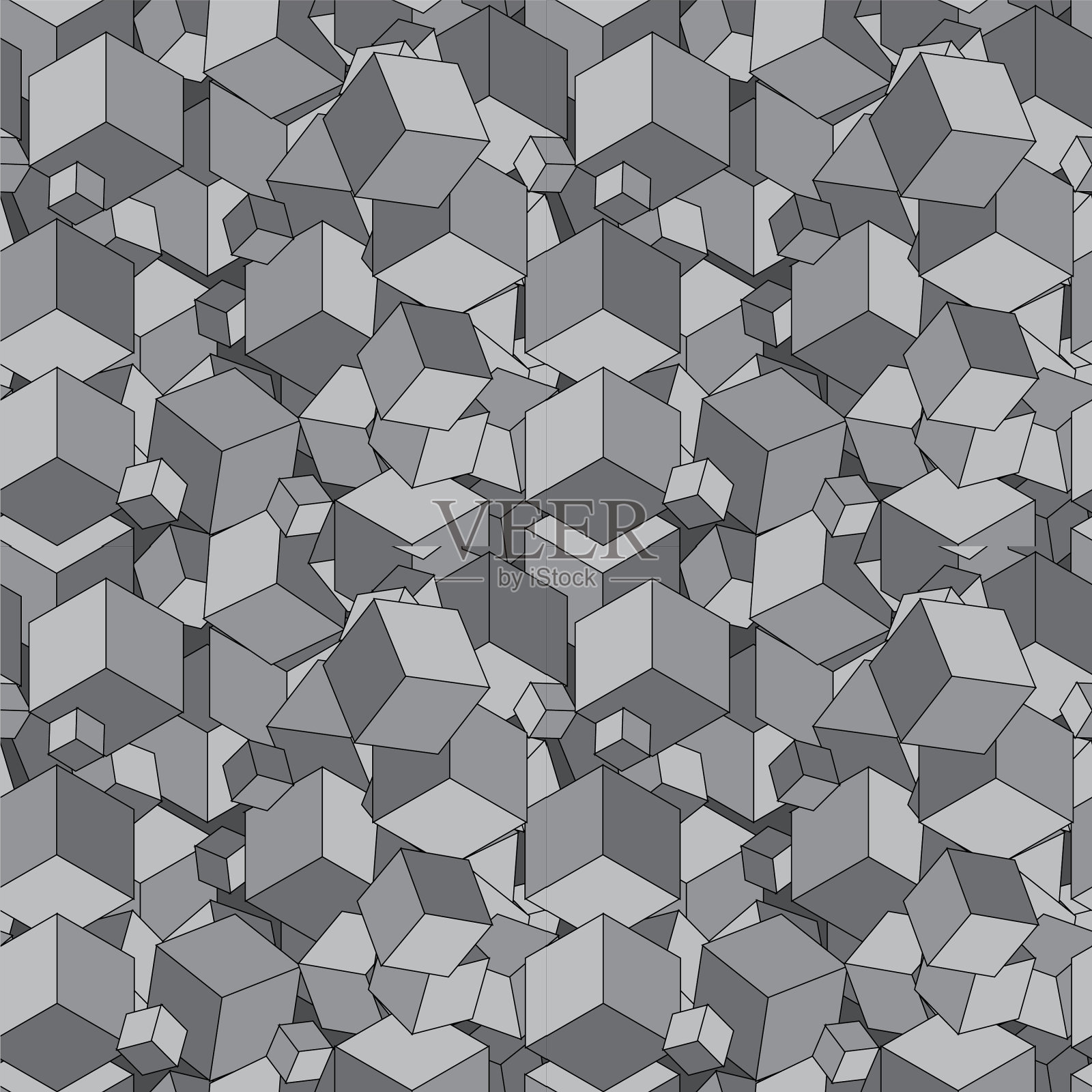 抽象垃圾无缝立方体背景插画图片素材