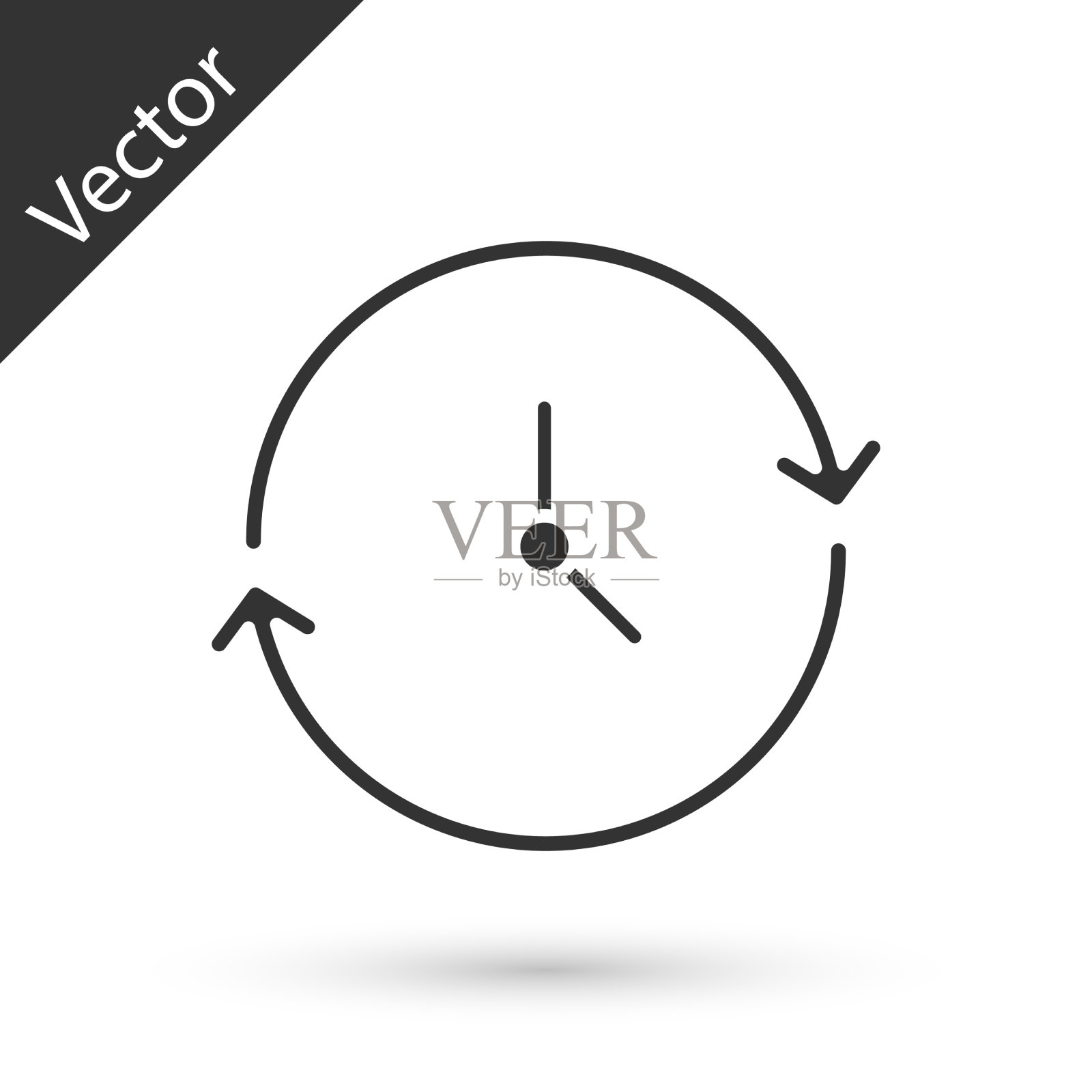 灰色时钟图标隔离在白色背景时间插画图片素材