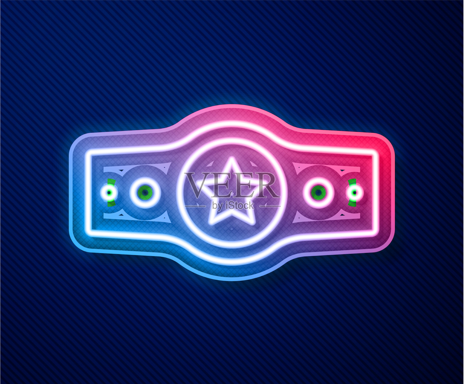 发光的霓虹灯线拳击带图标隔离插画图片素材