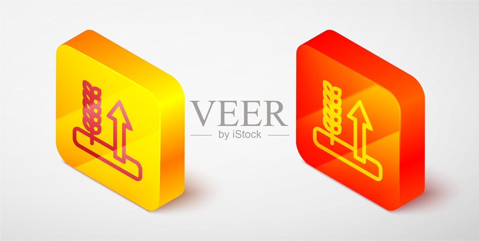 谷类与水稻、小麦、玉米等距线图标素材