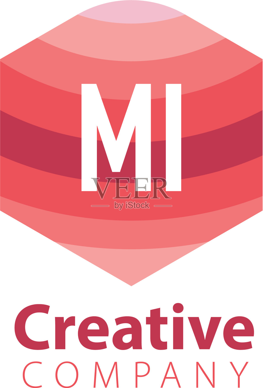 首字母mi彩色六角形标志插画图片素材