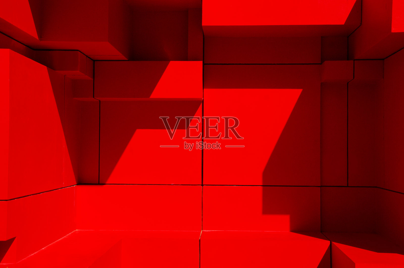 红色抽象的现代建筑建筑具有块状正方形的图案照片摄影图片