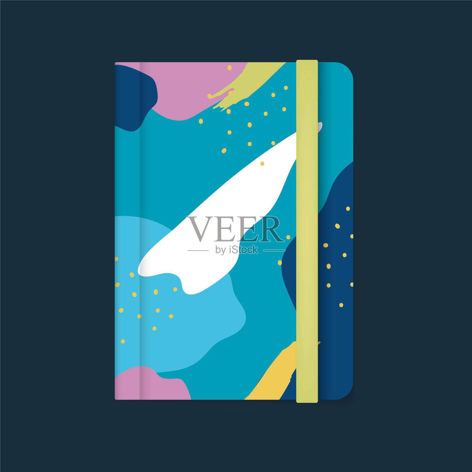 彩色孟菲斯设计笔记本封面插画图片素材