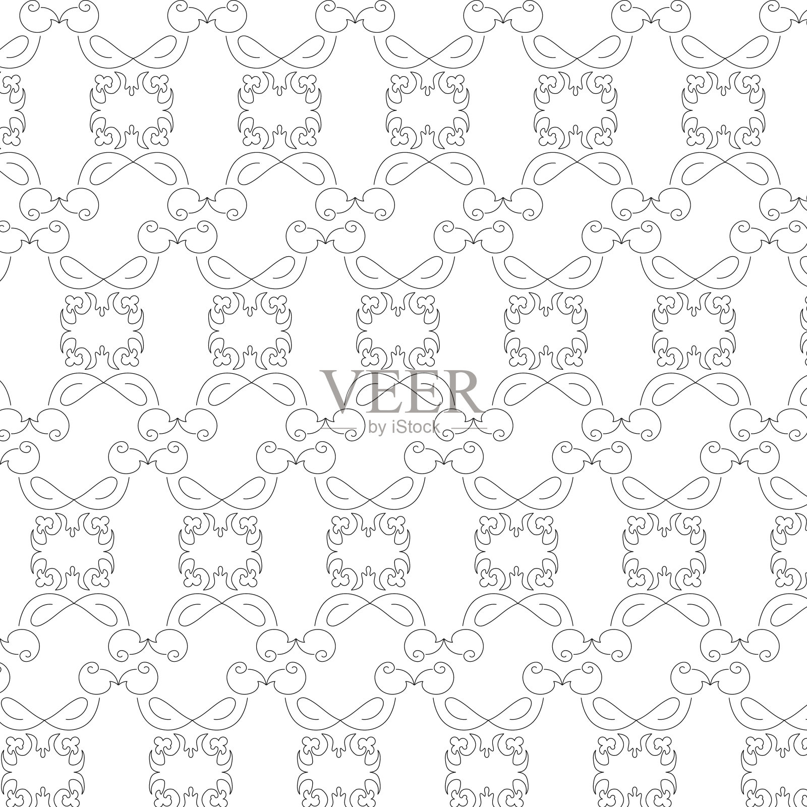 无缝模式，各种几何形状上的白色背景-向量插画图片素材