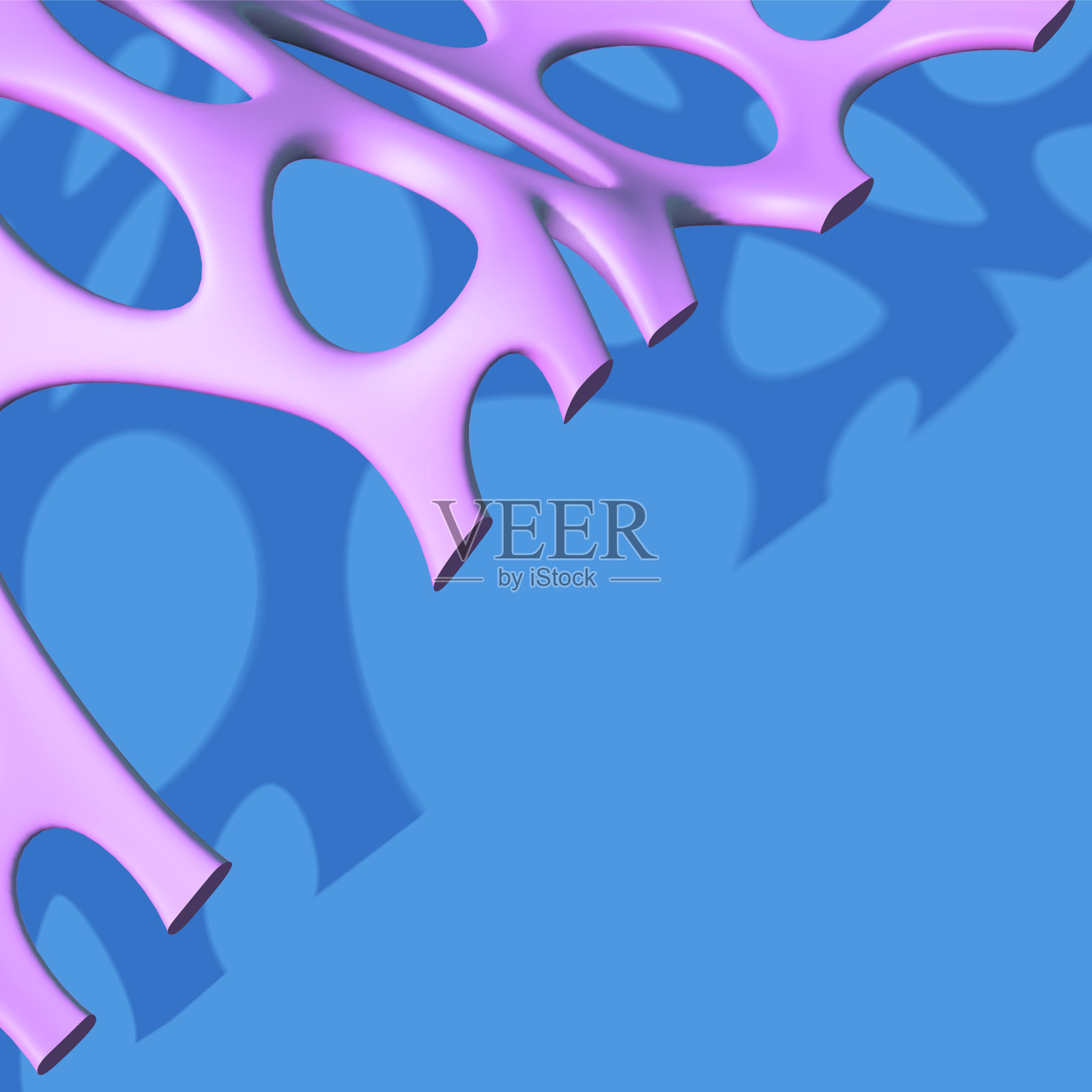 人工生物纤维背景与抽象的紫色网格在蓝色背景。矢量图插画图片素材