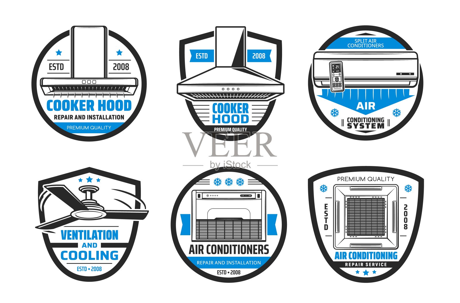 空调，炊具罩，通风图标插画图片素材