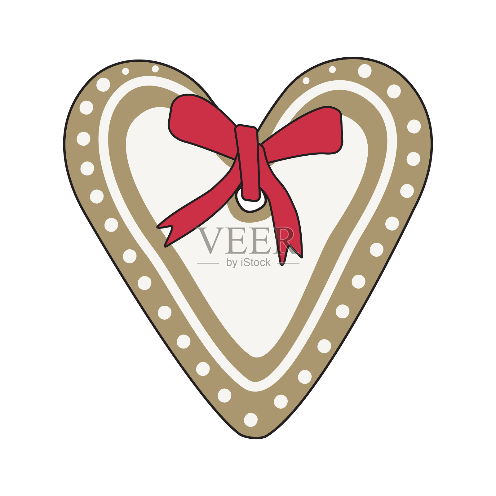 新年快乐，姜饼心插画图片素材