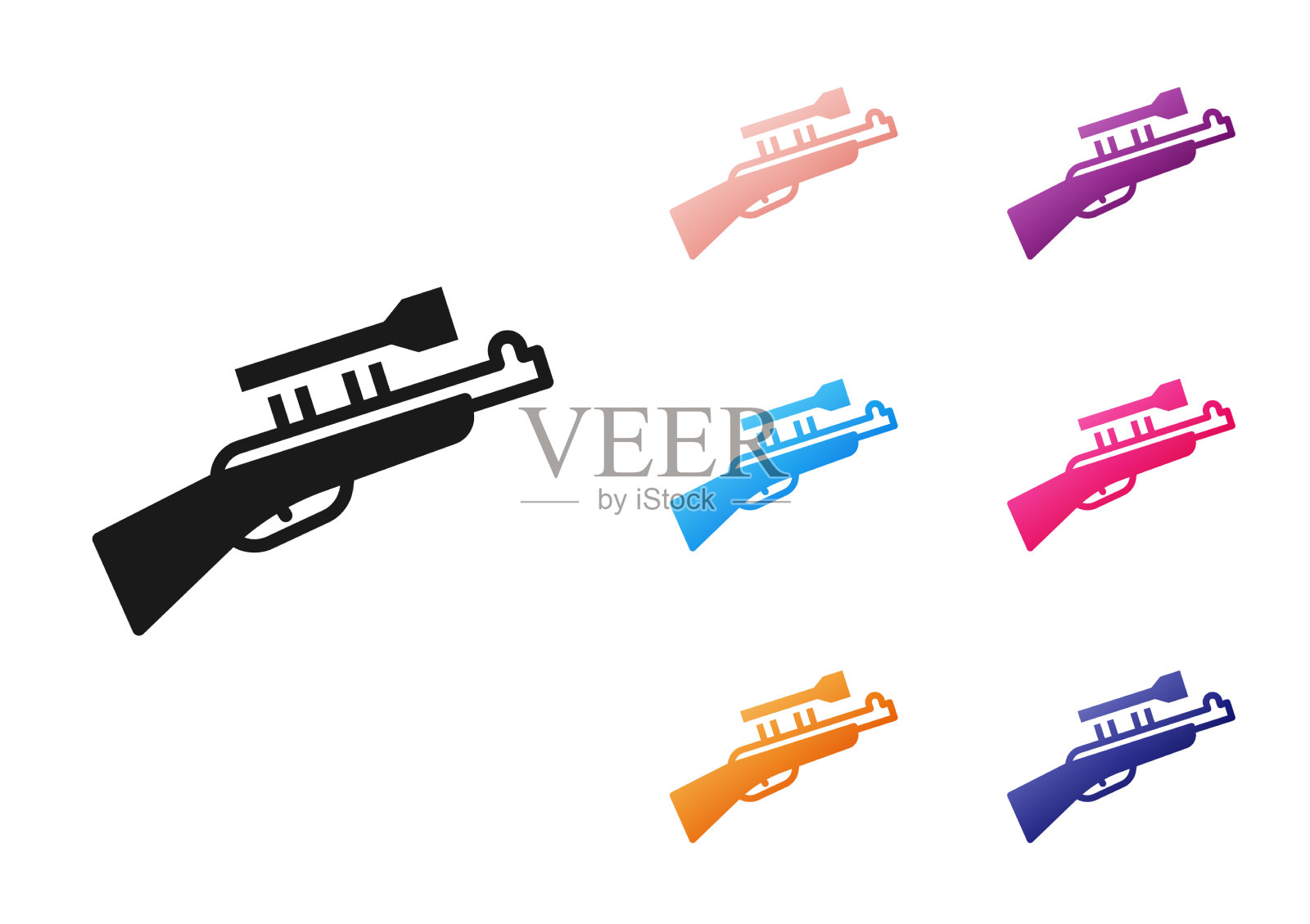 黑色狙击步枪与范围图标隔离插画图片素材