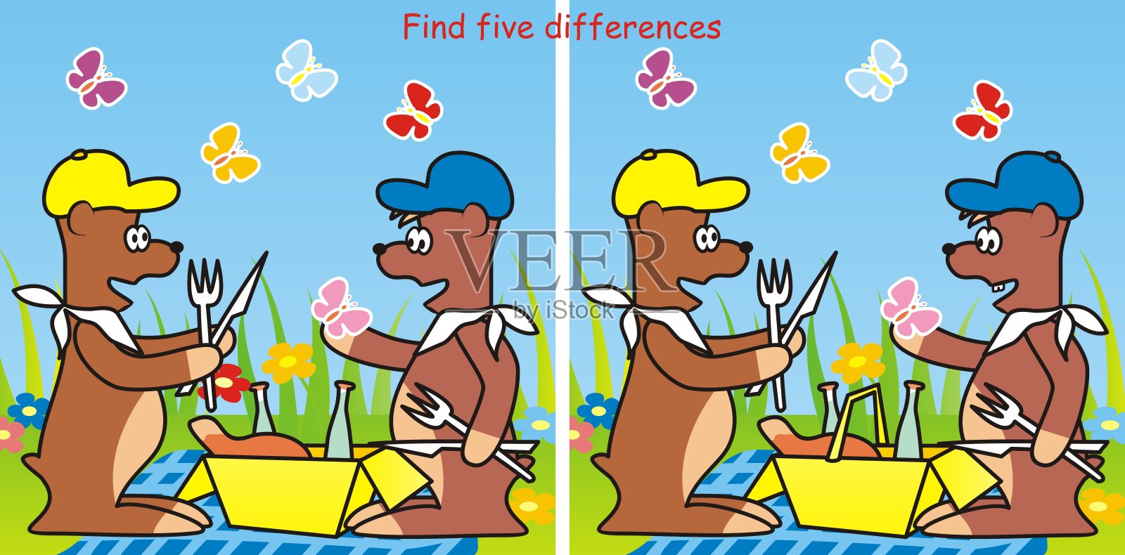 棋类游戏，找出五个差异，熊，eps。插画图片素材