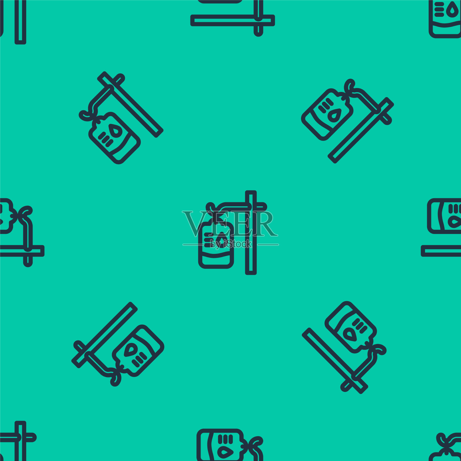 蓝线iv袋图标隔离无缝图案上插画图片素材