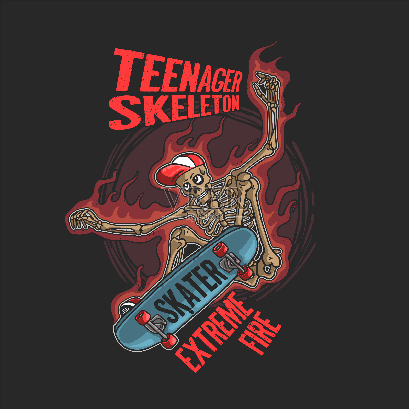 青少年骨骼玩极限滑冰插画图片素材