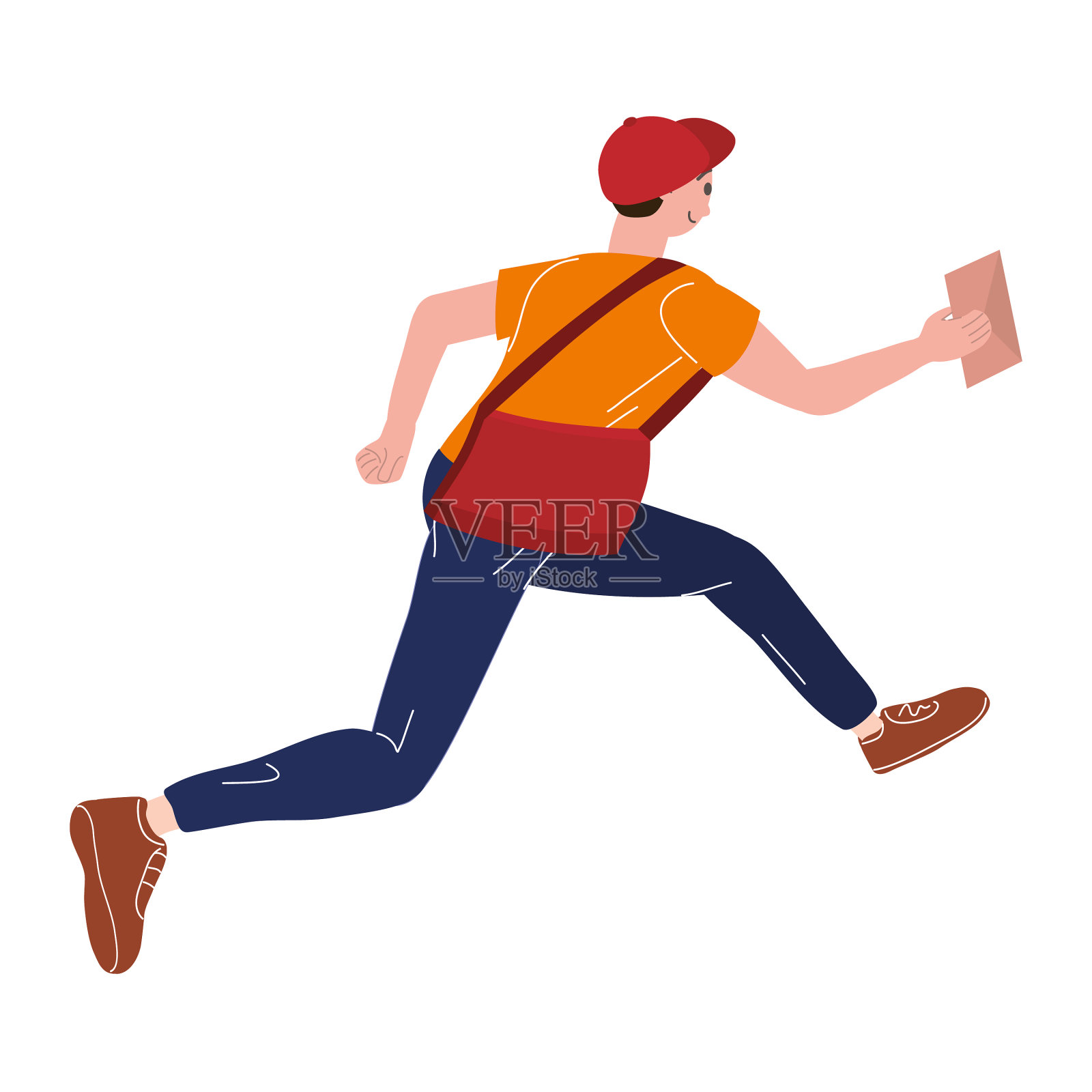 邮递员带着袋子跑着把信送进来设计元素图片