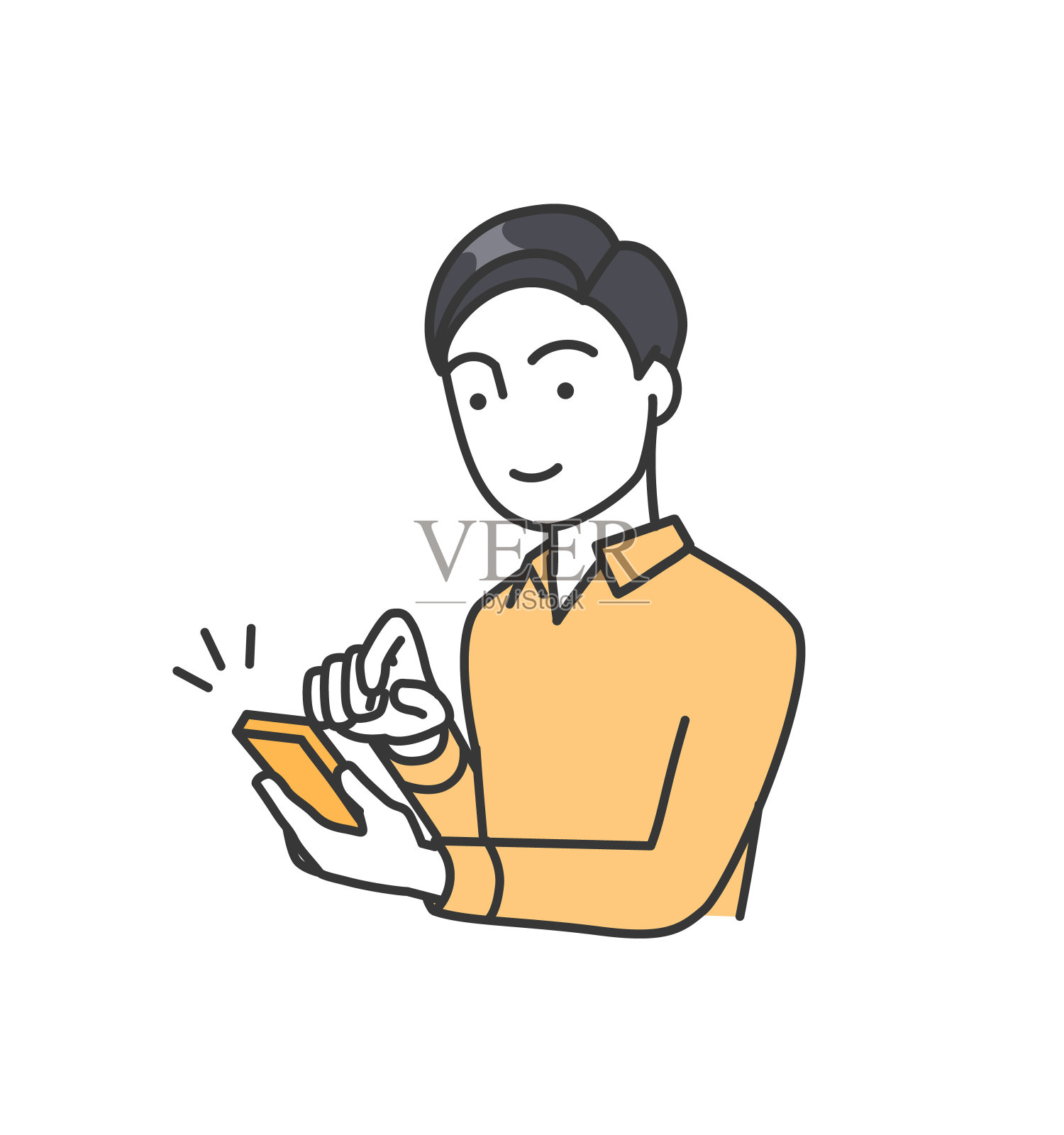 一个男性商人操作智能手机的插图插画图片素材