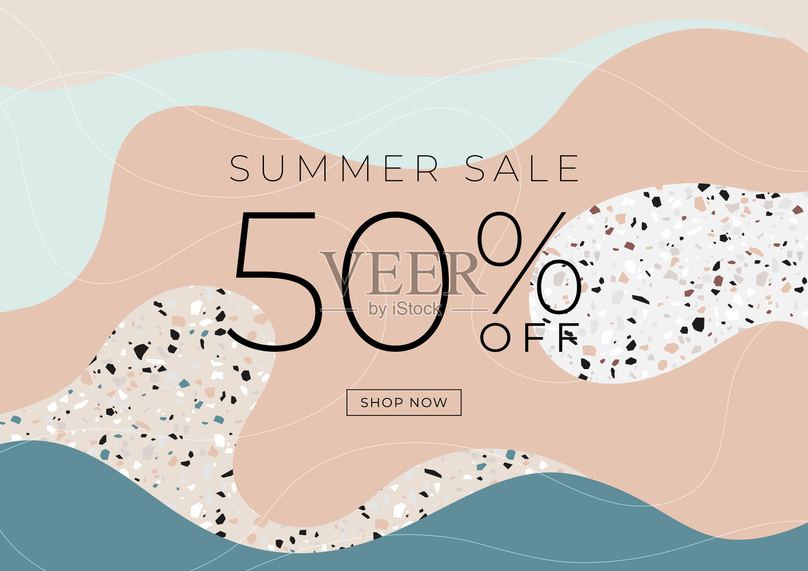 最低夏季销售50%折扣横幅插画图片素材