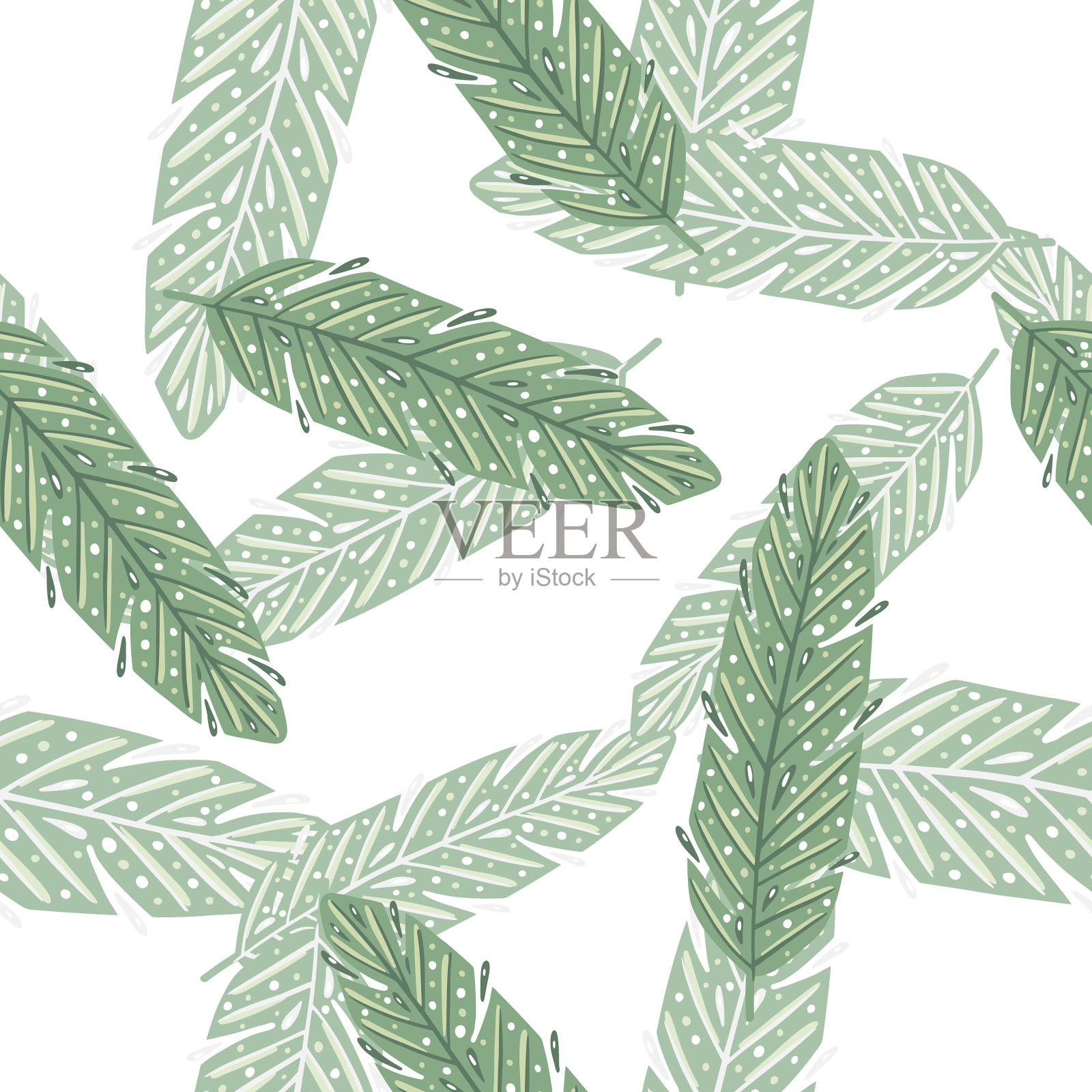 孤立无缝图案与涂鸦绿色插画图片素材