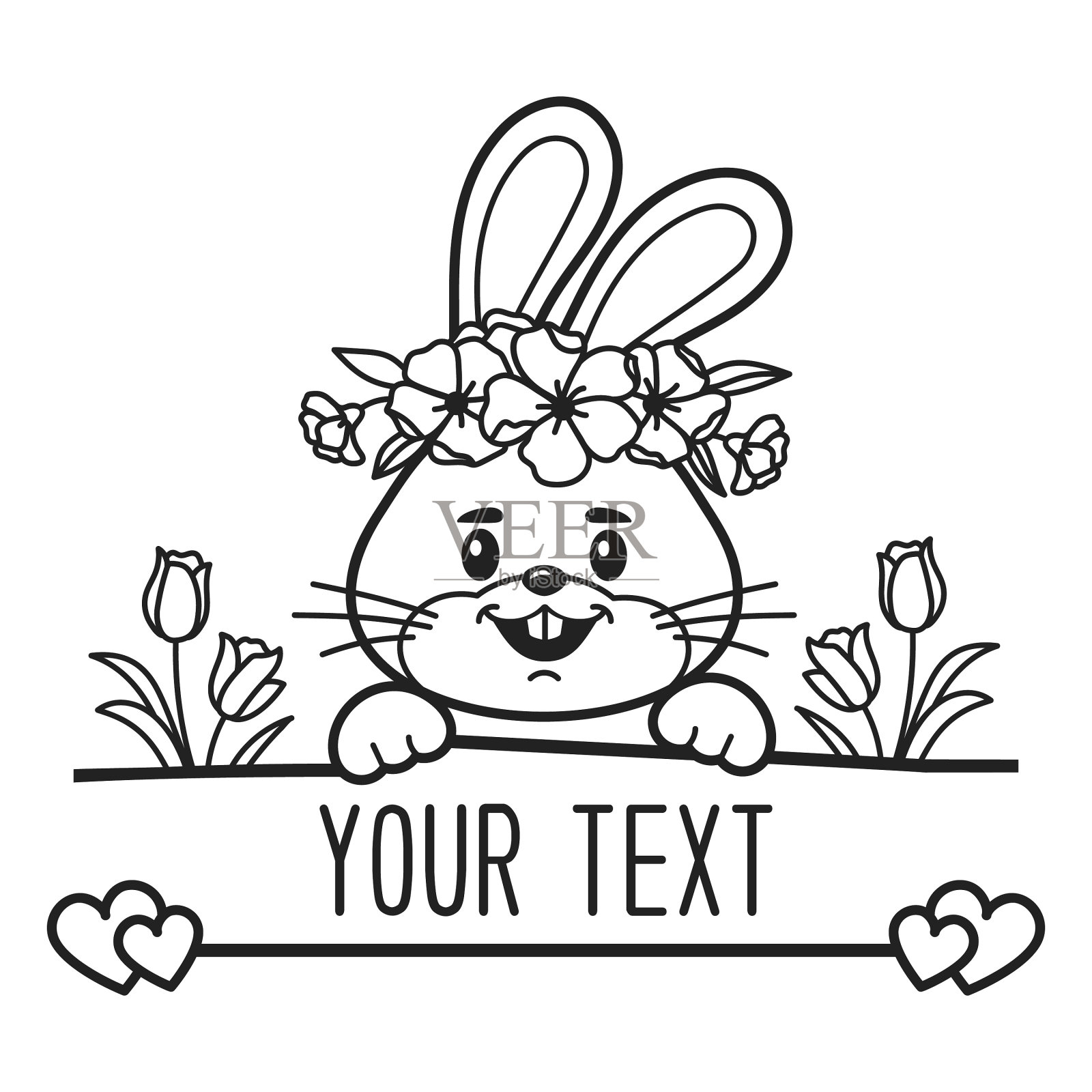 兔子分裂字母兔脸框架设计元素图片