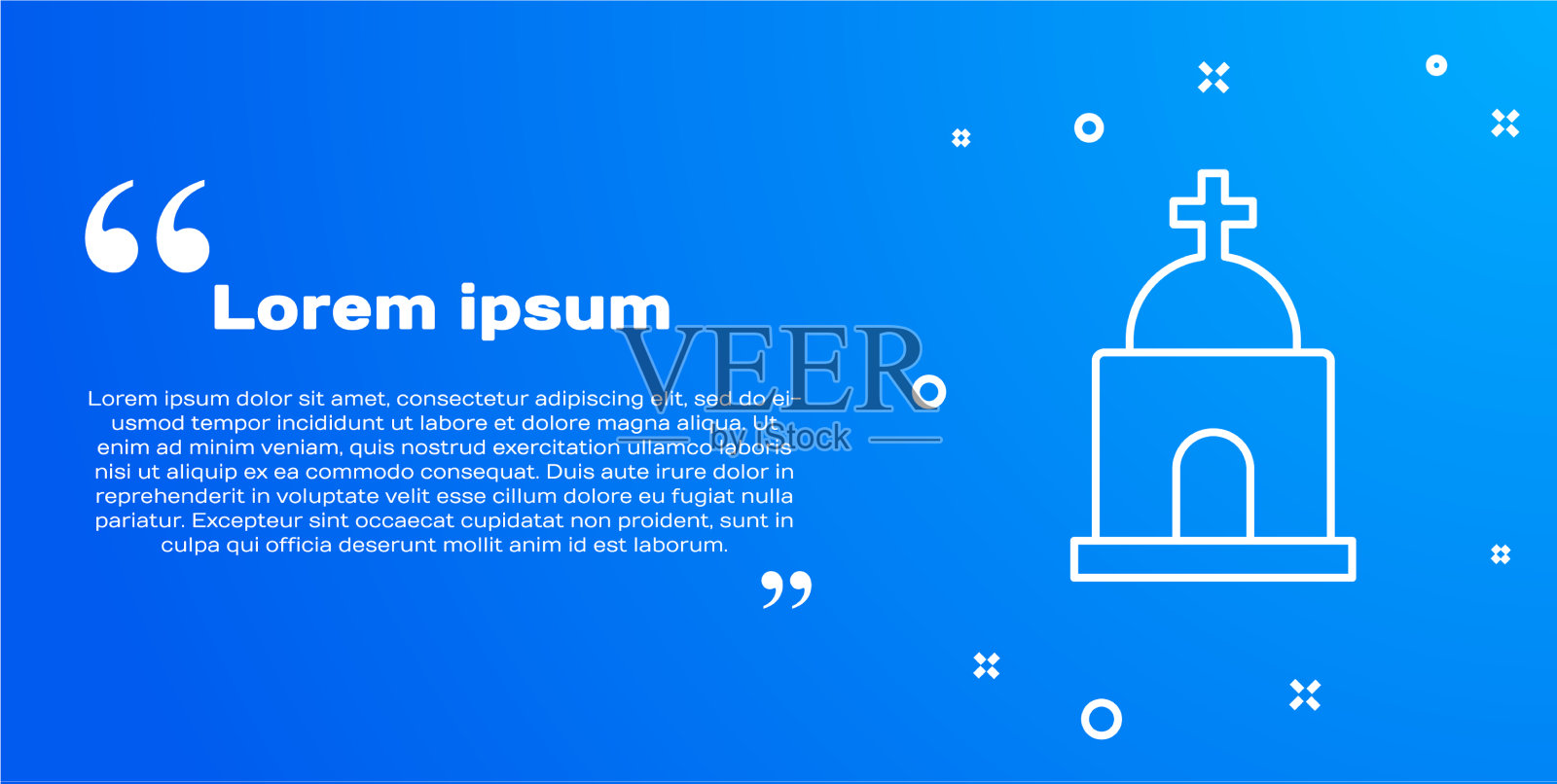 白线旧地穴图标孤立在蓝色插画图片素材