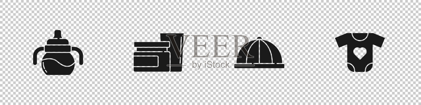 设置百宝瓶食品帽子和衣服图标图标素材