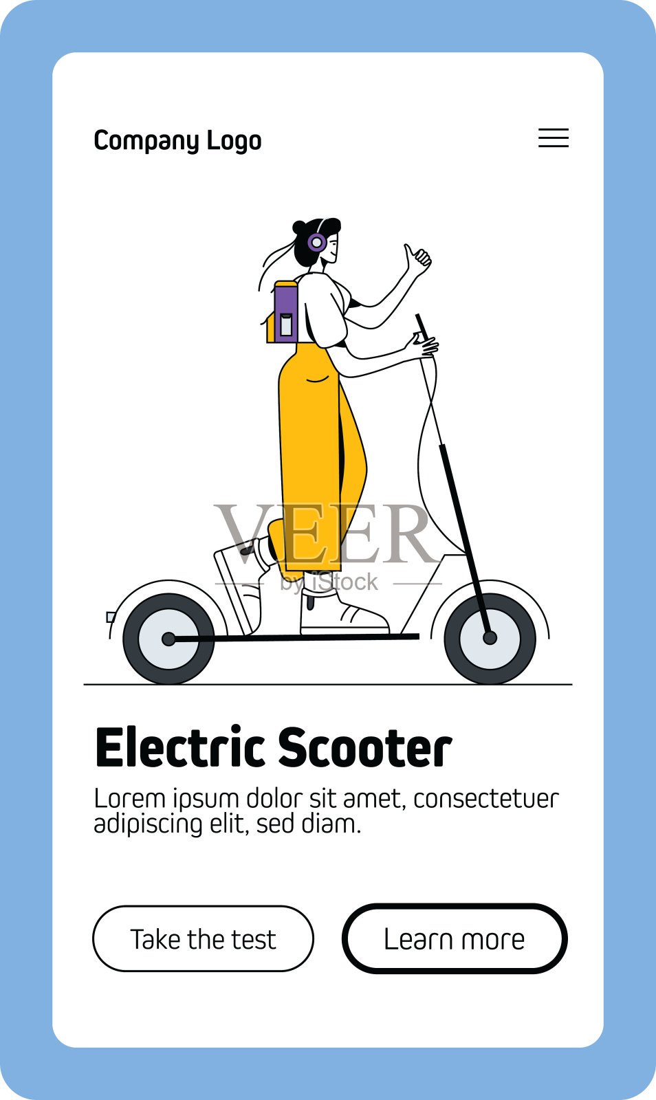 现代平板电动滑板车的设计理念。插画图片素材