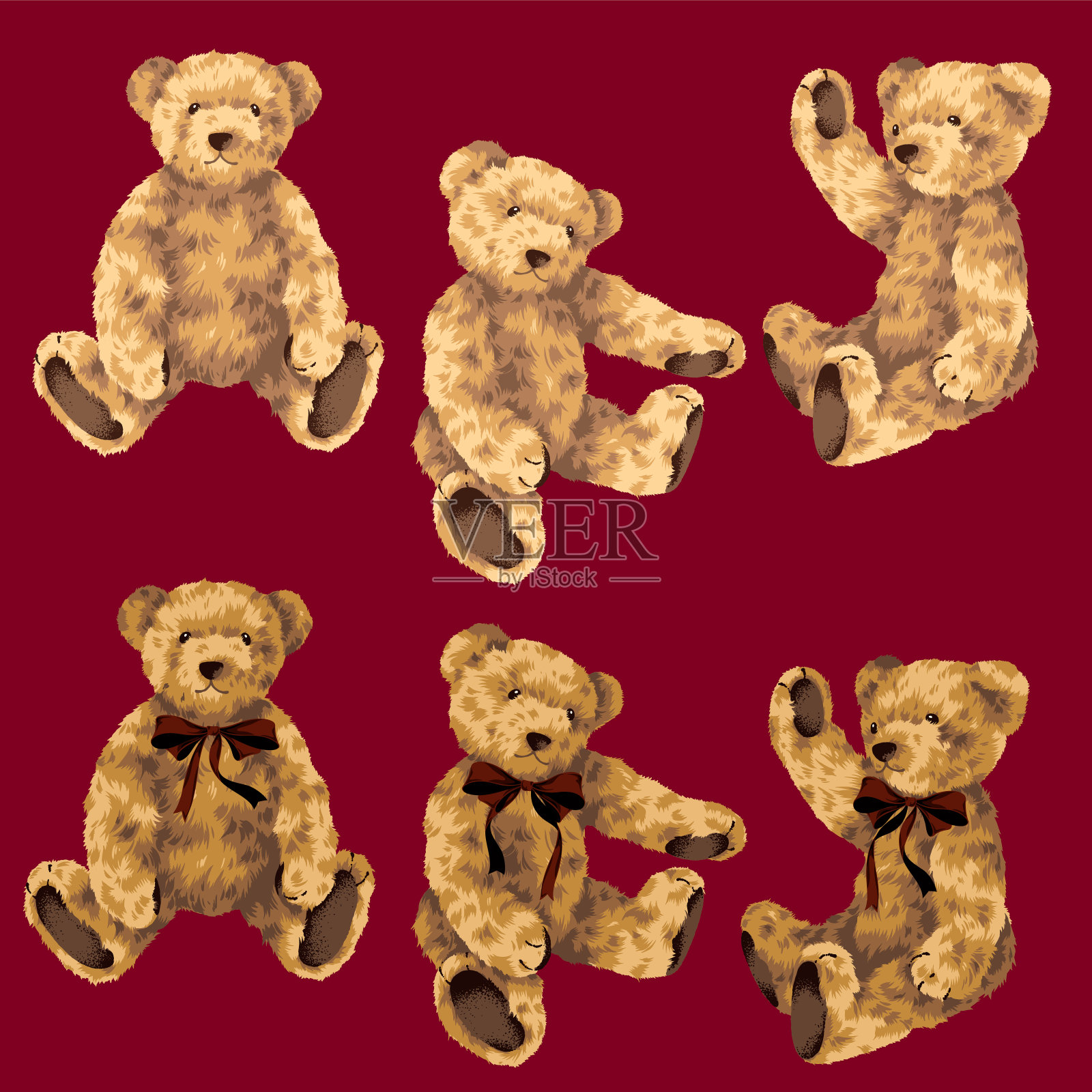 可爱的小熊矢量插画集，设计元素图片