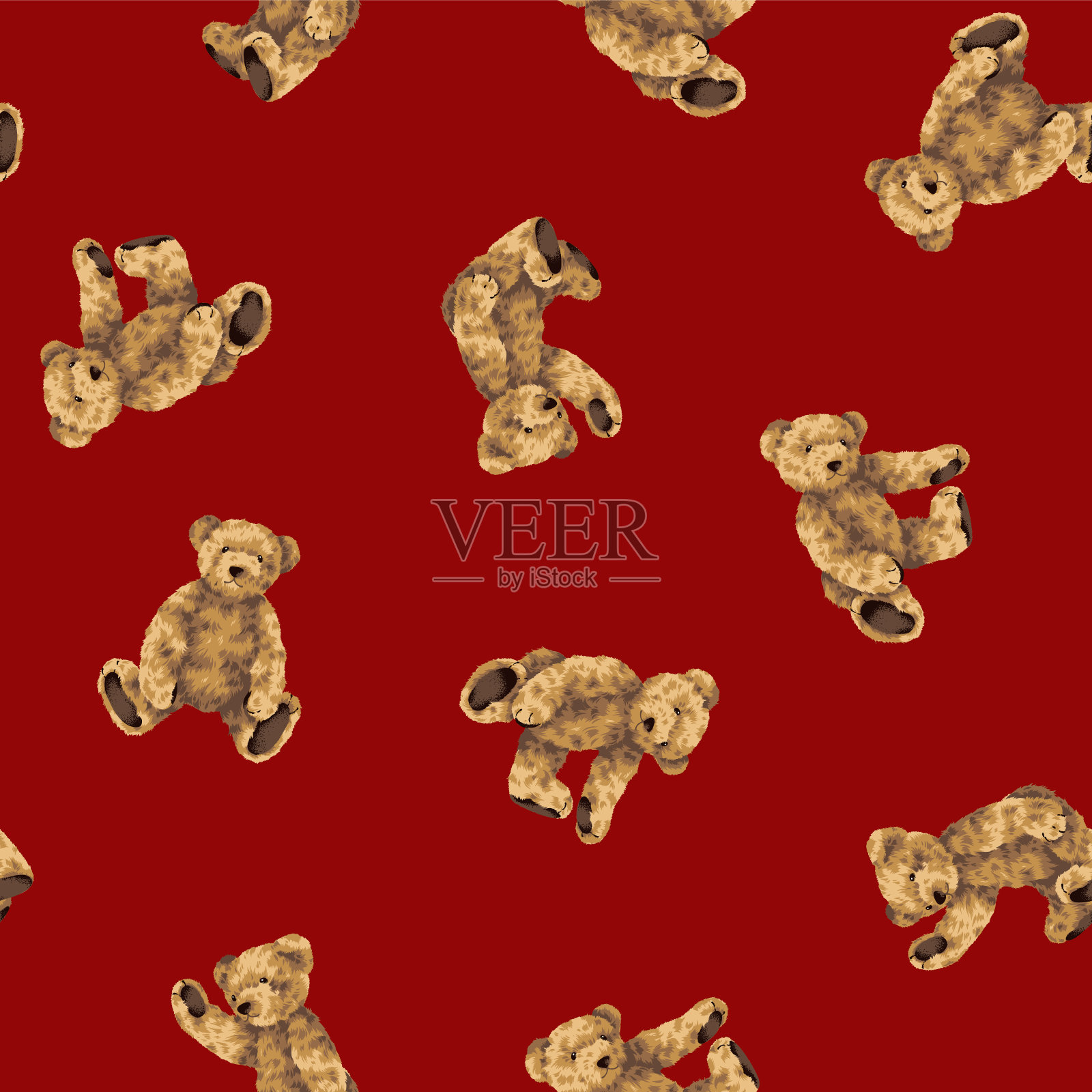 可爱熊插画无缝图案设计元素图片