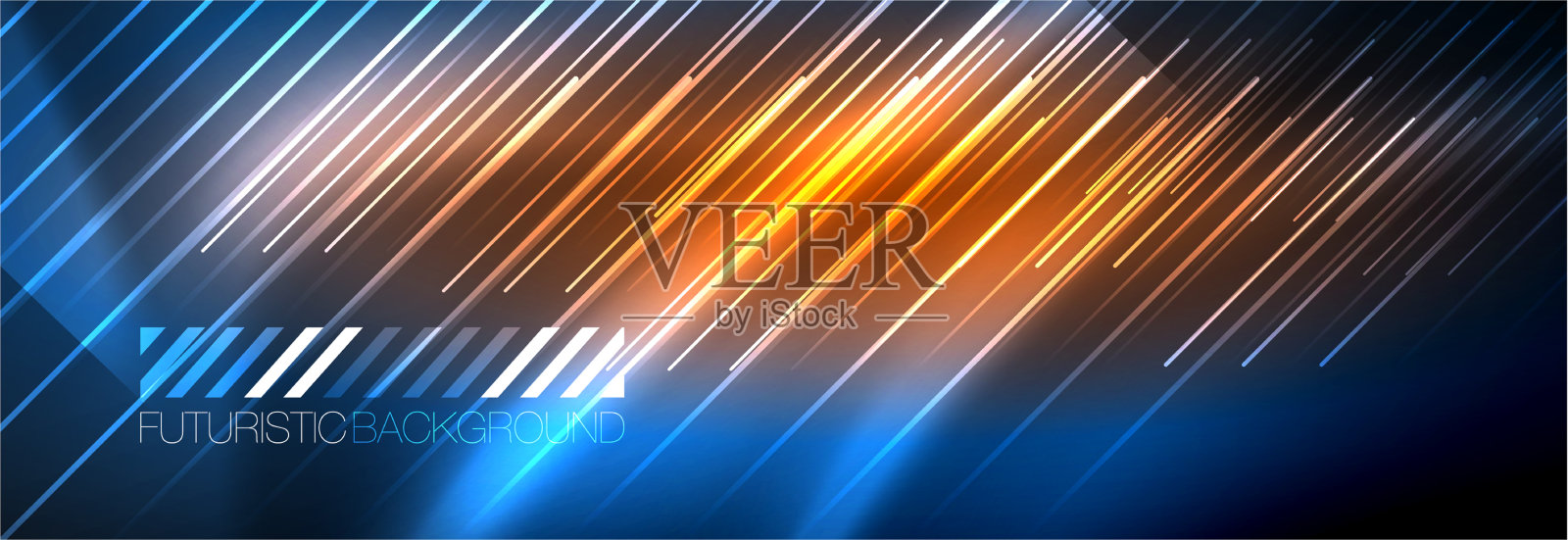 霓虹发光的线条，神奇的能量和光运动插画图片素材